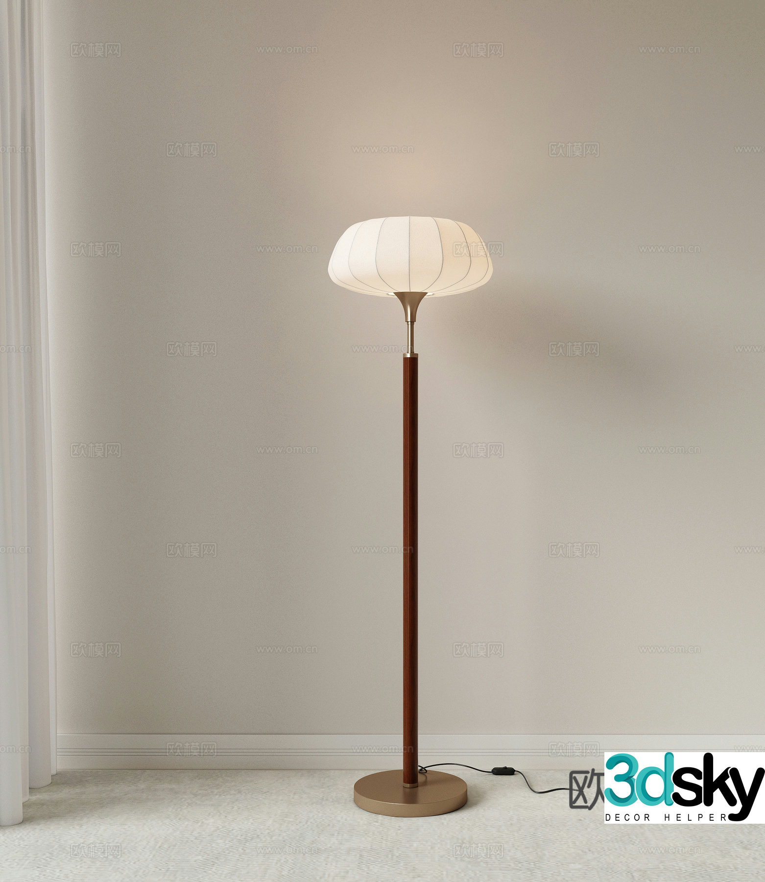 French light luxury metal floor lamp Living room floor lamp Study room floor lamp Retro floor lamp 3D model