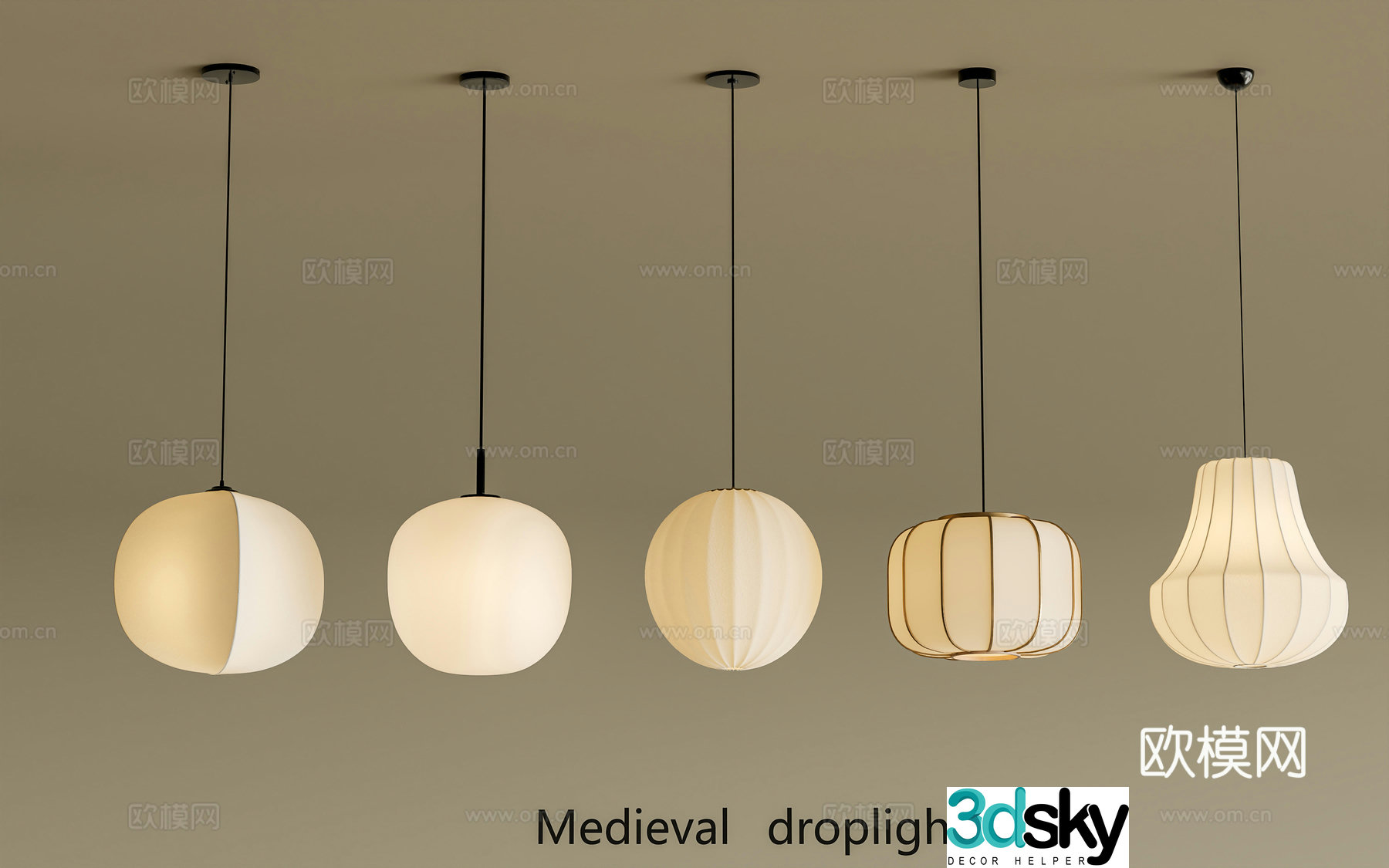 New Chinese style Chinese chandeliers Lantern chandeliers Round chandeliers 3D model