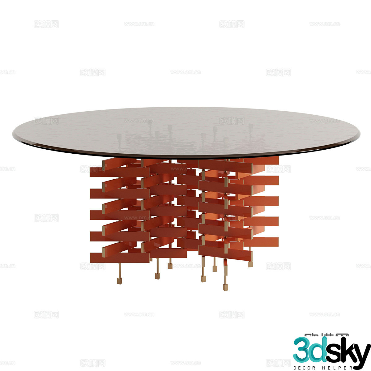 Modern Italian minimalist Baxter Loom round dining table 3D model