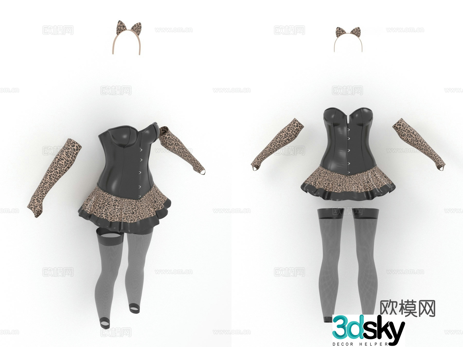 Corset Leopard print cat ears Women’s clothing Women’s clothing 3d model