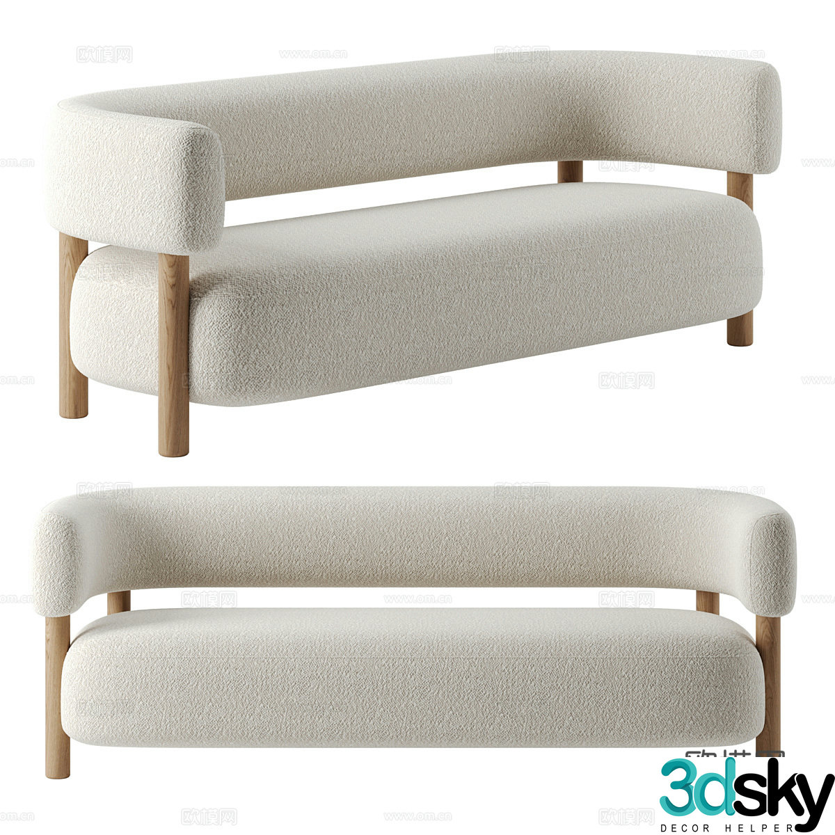 Modern Cream Style Karimoku Casual Sofa 3D Model