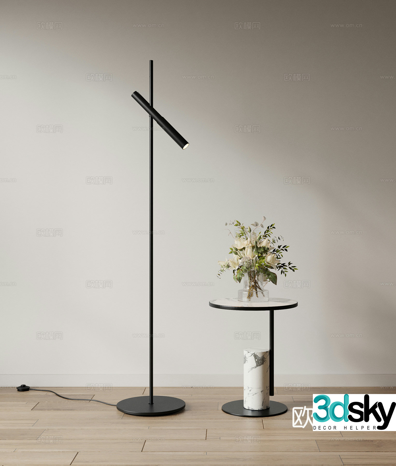 3D model of floor lamp side