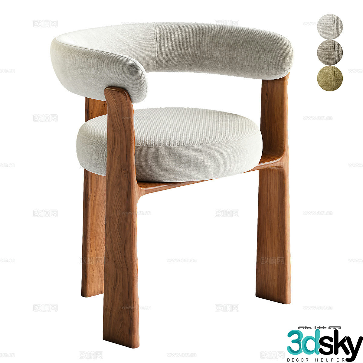New Chinese style Wasabi Kave Home Armchair 3D Model