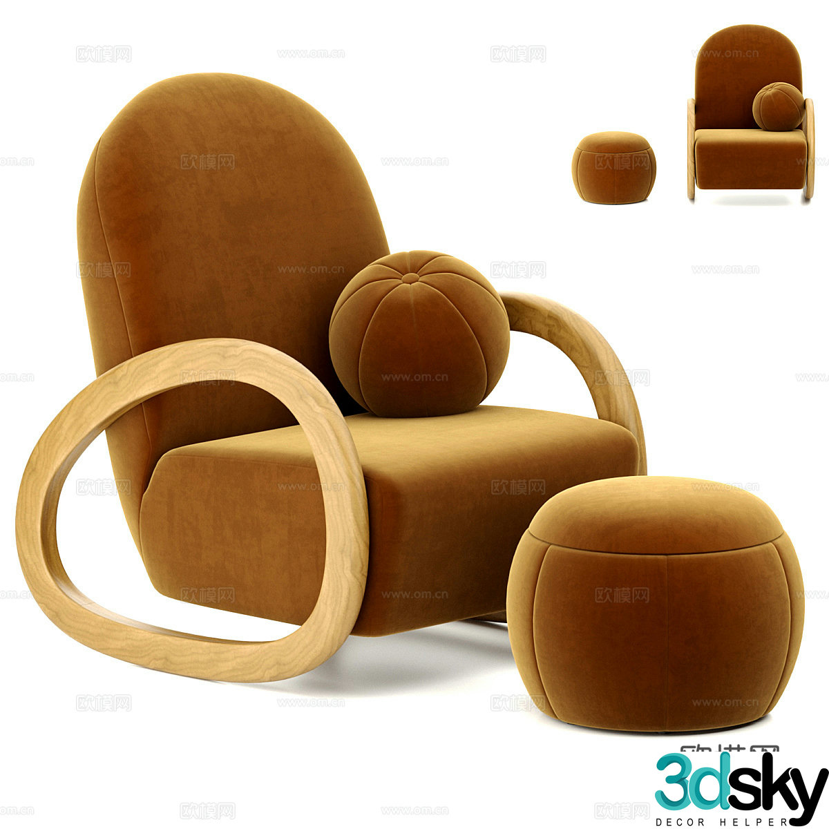 Modern Cream Style Pollie Marigold Lounge Chair 3D Model