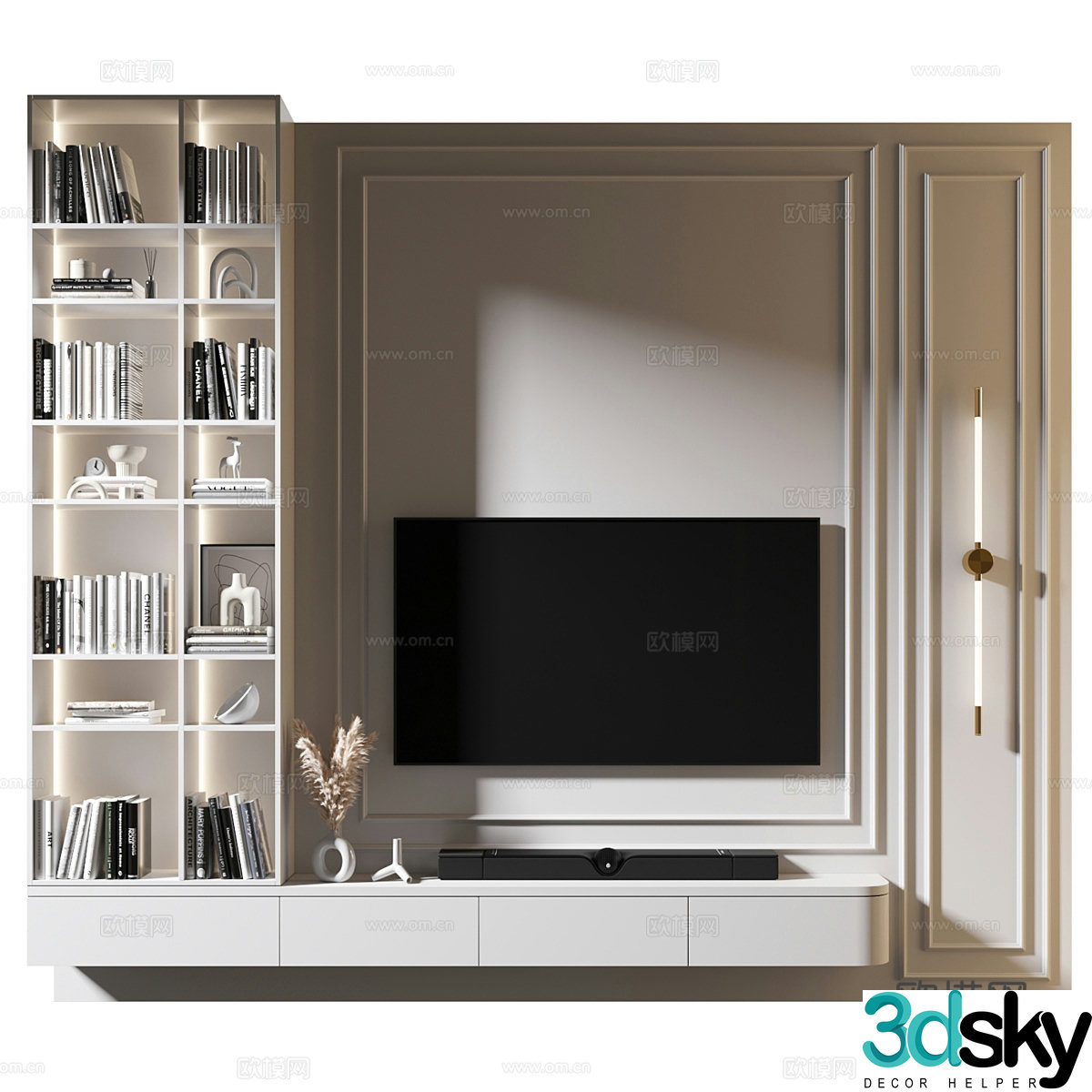 Modern TV background wall 3d model