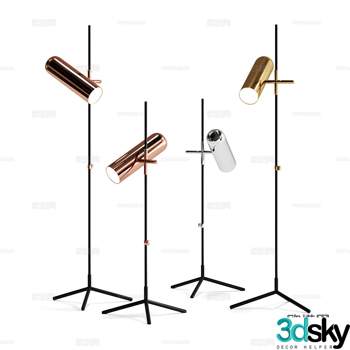 Modern minimalist metal floor lamp 3d model