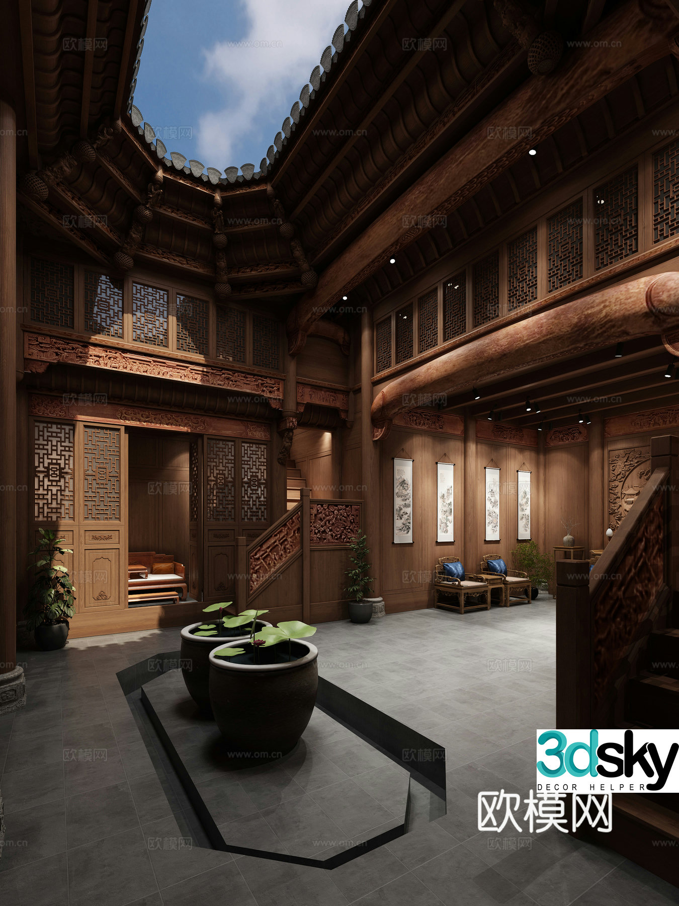 Chinese wooden house 3d model