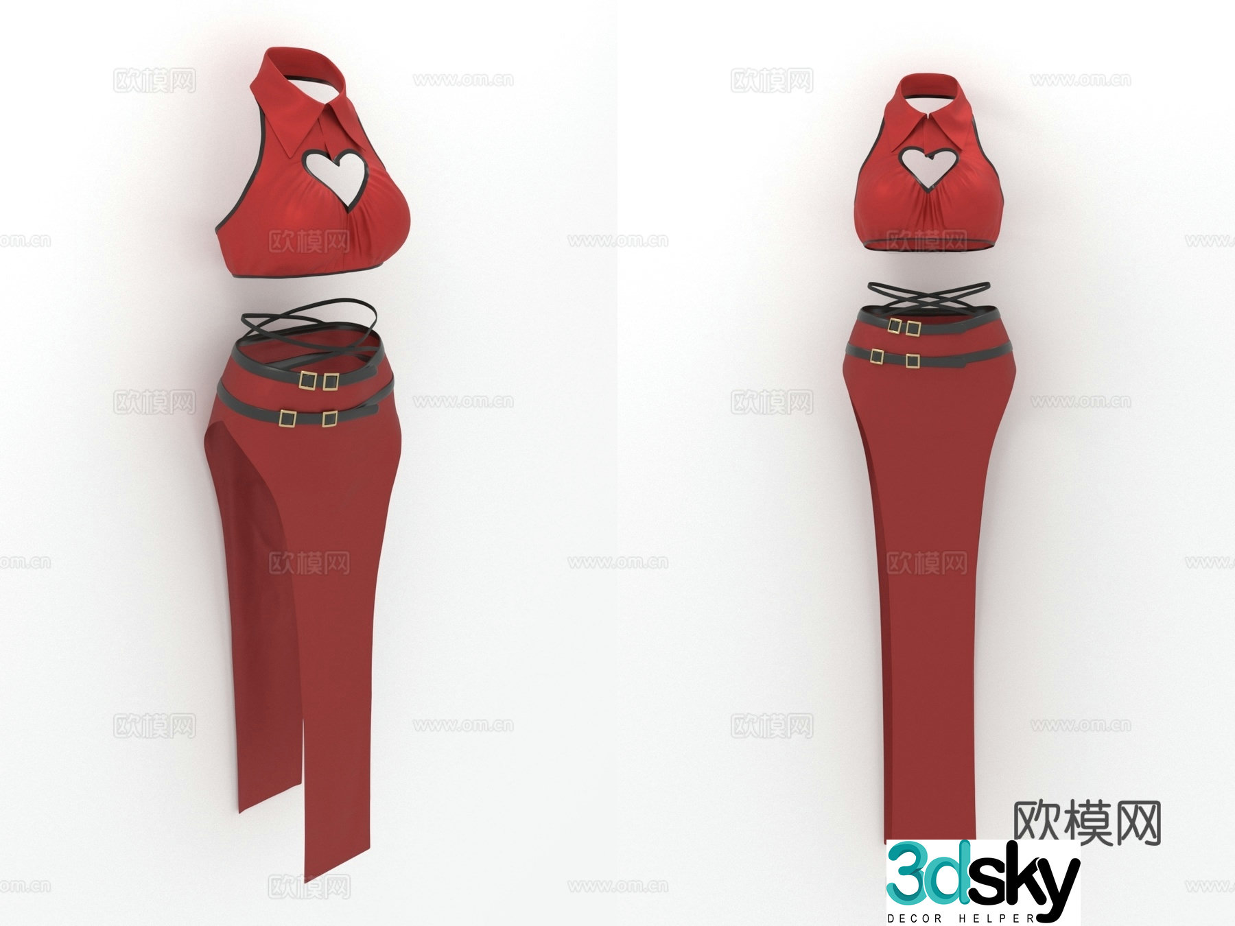 Cheongsam skirt skirt buckle female clothing sexy women clothing 3d model