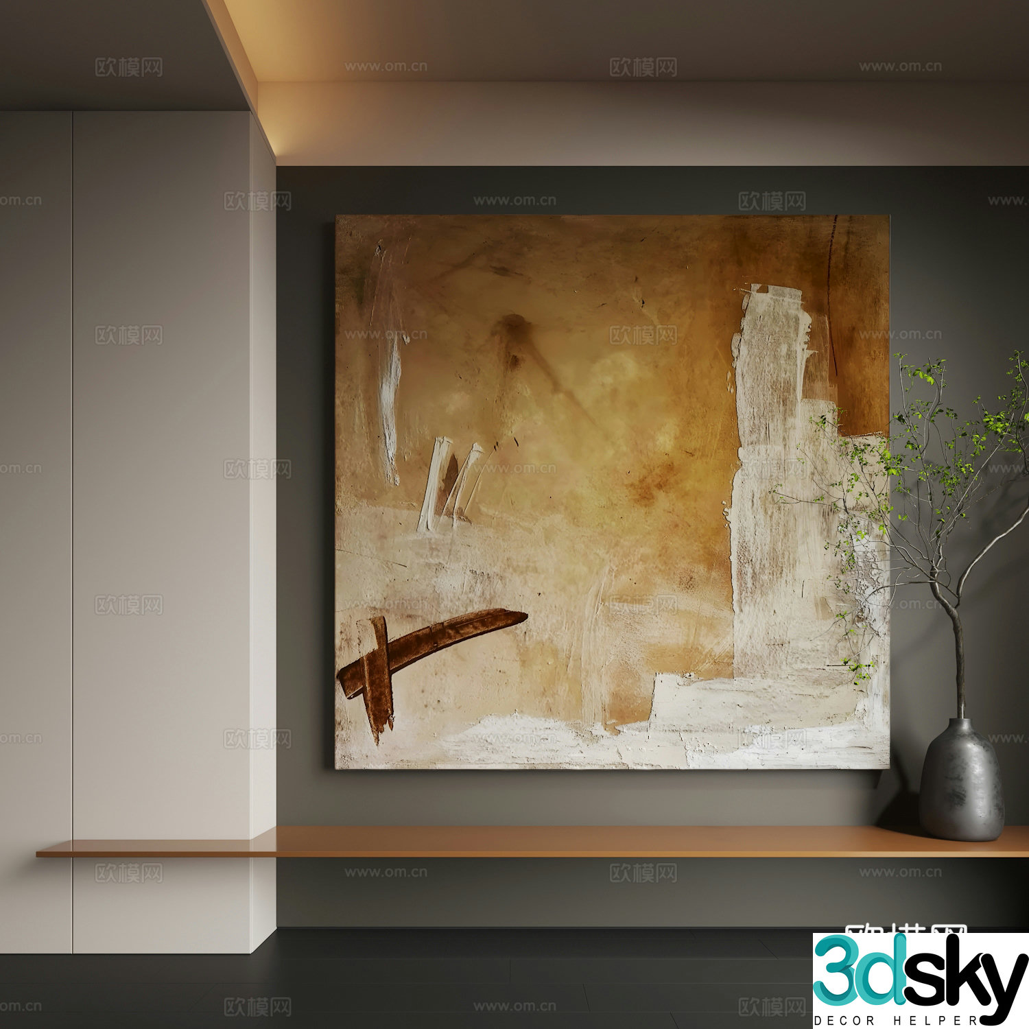 Modern abstract hanging paintings Modern Wasabi decorative paintings Modern light luxury hanging paintings Modern Italian 3D model