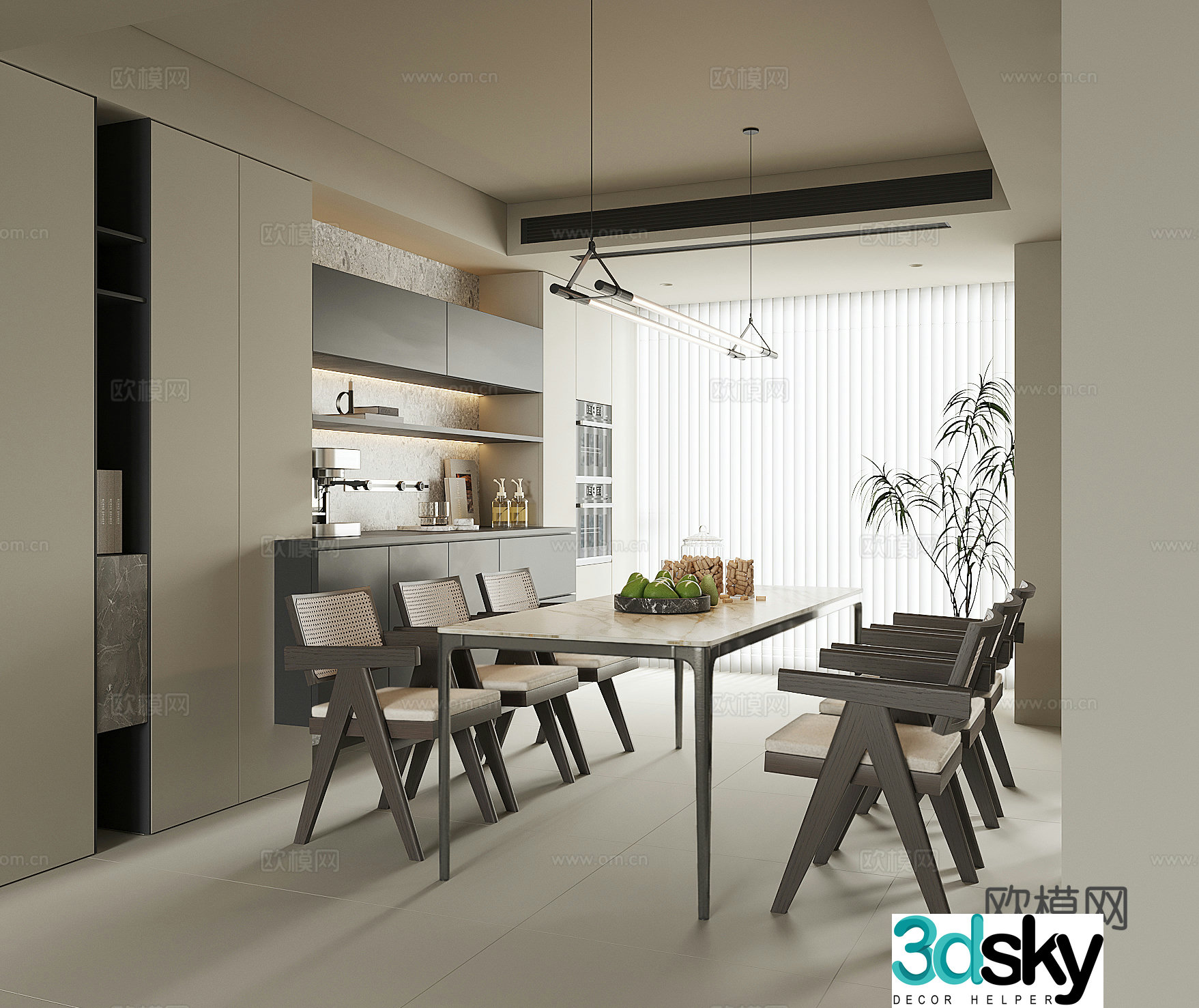Modern home restaurant 3d model