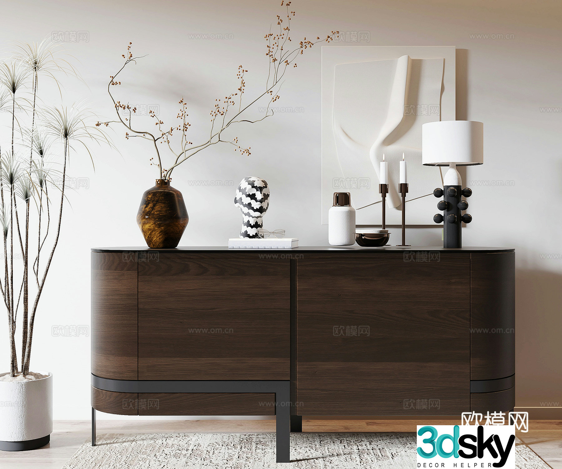 Medium style side cabinet porch cabinet 3D model