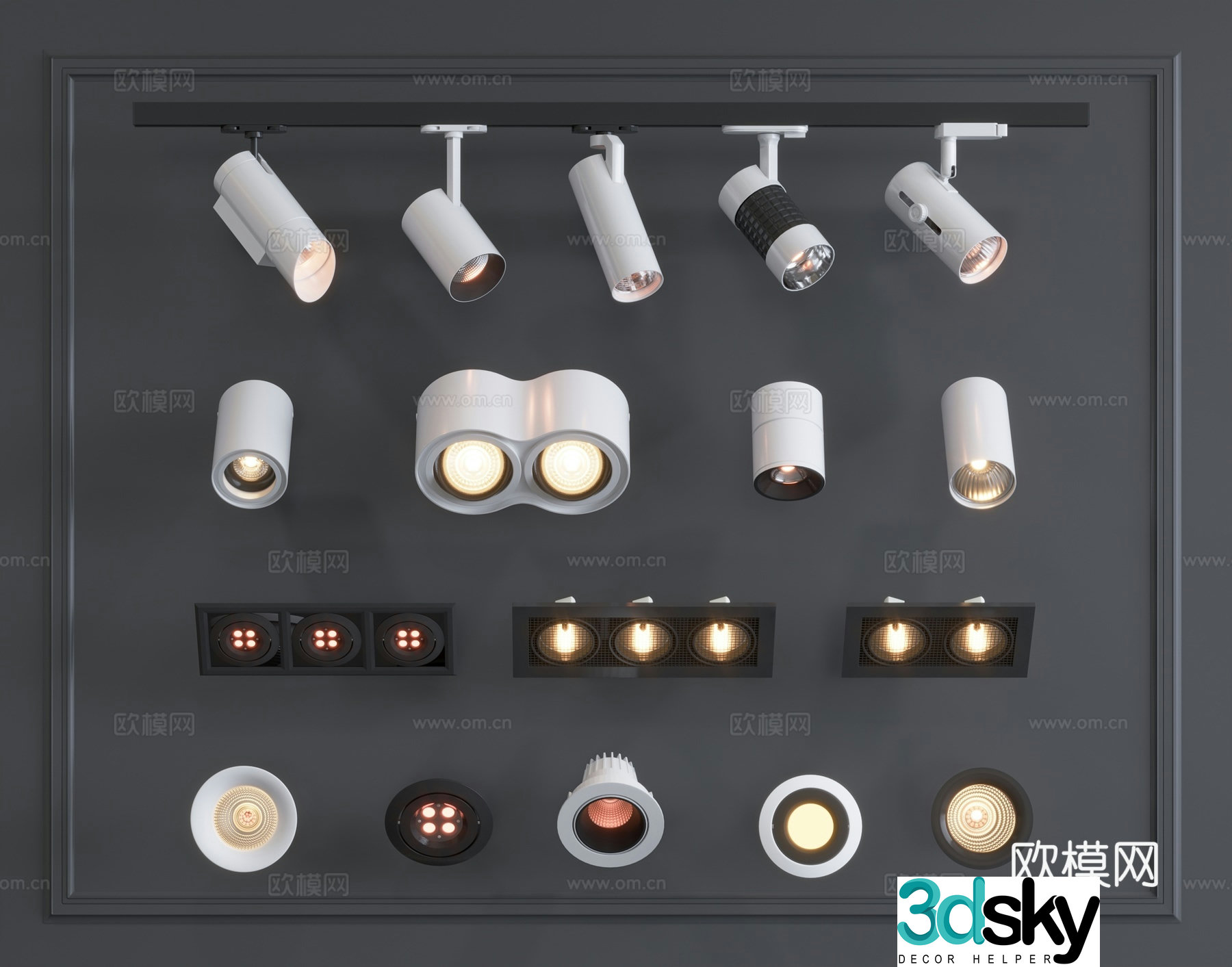 Modern downlight spotlight track light 3d model