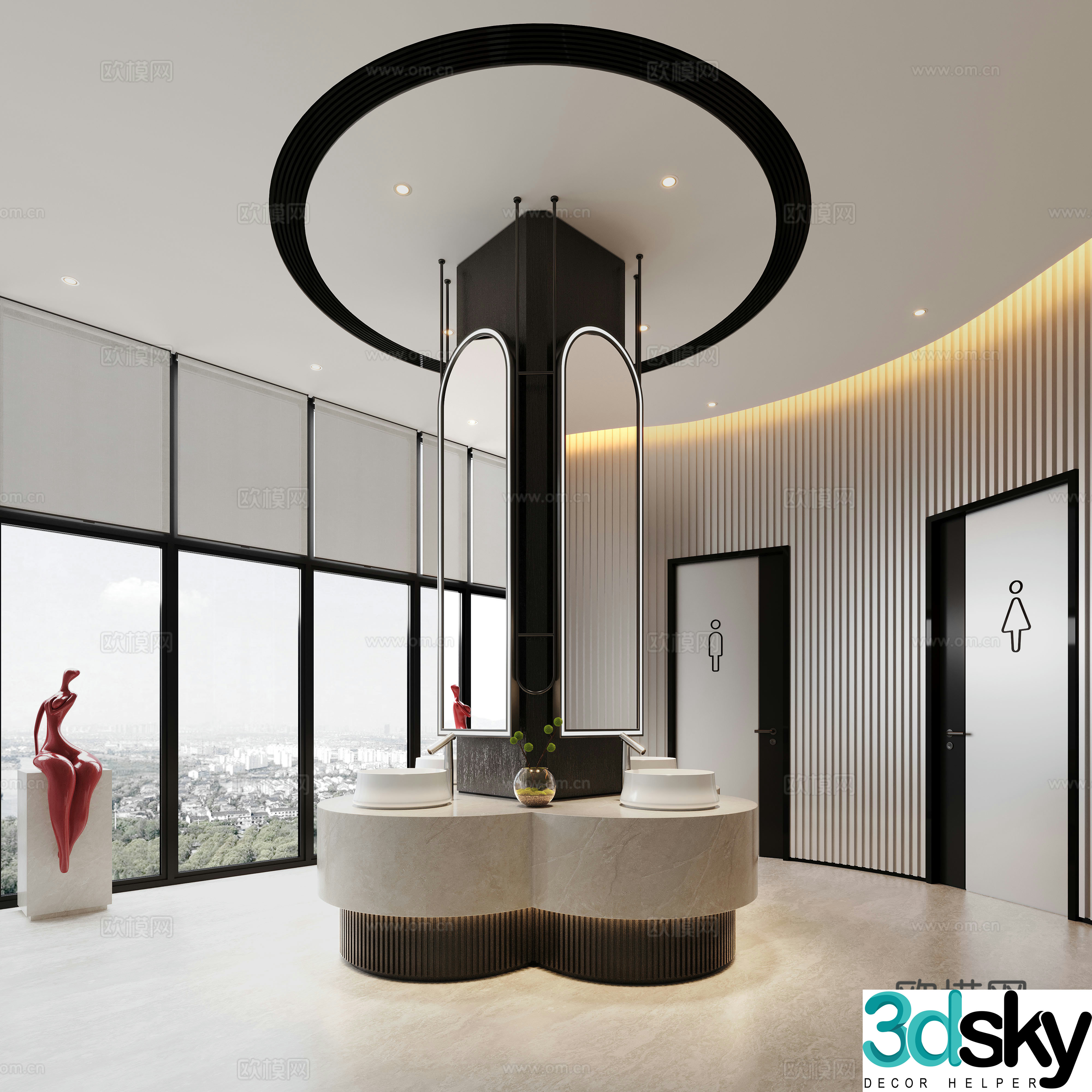Modern public bathroom 3d model