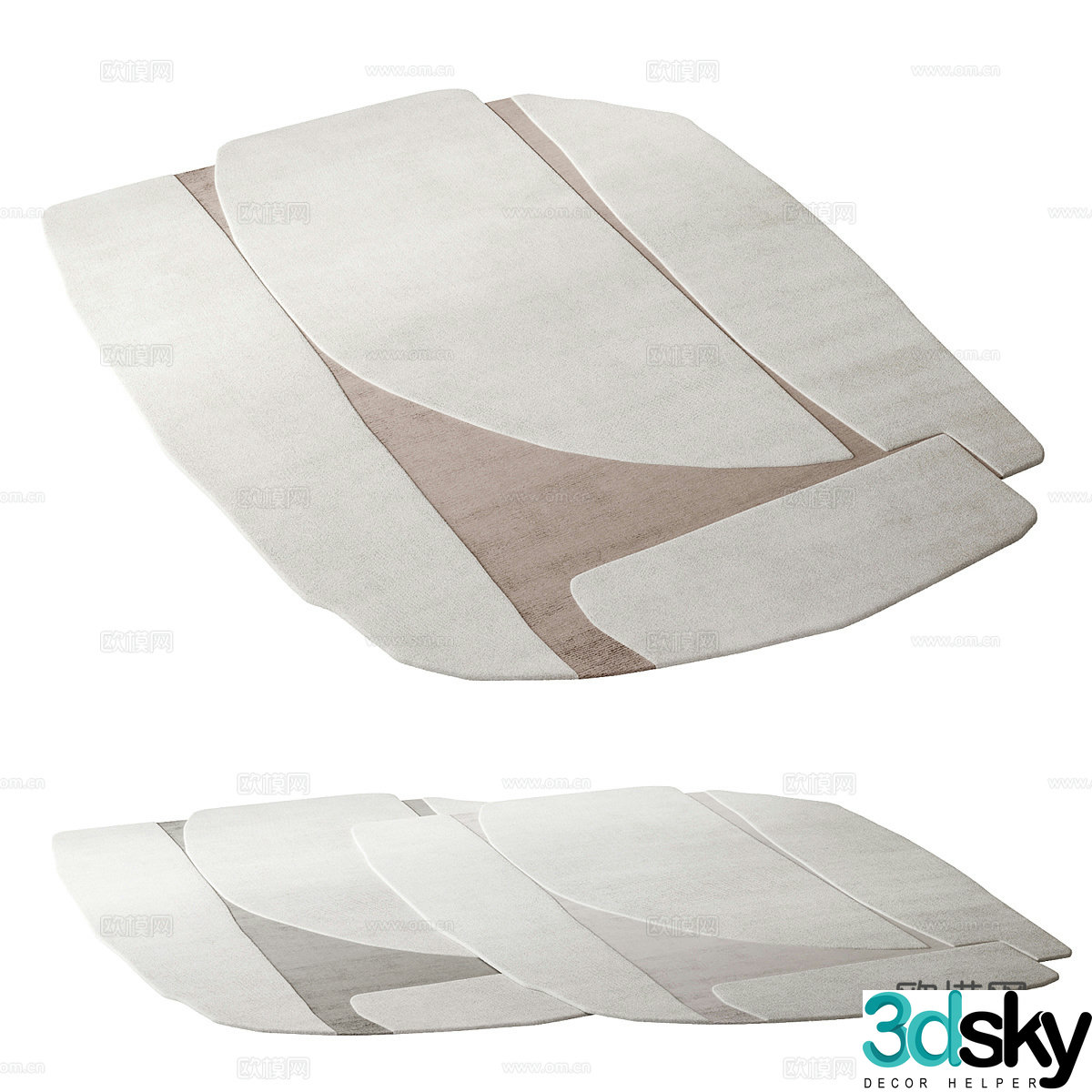 Modern Cream Style Bekart Fabric Carpet 3D Model