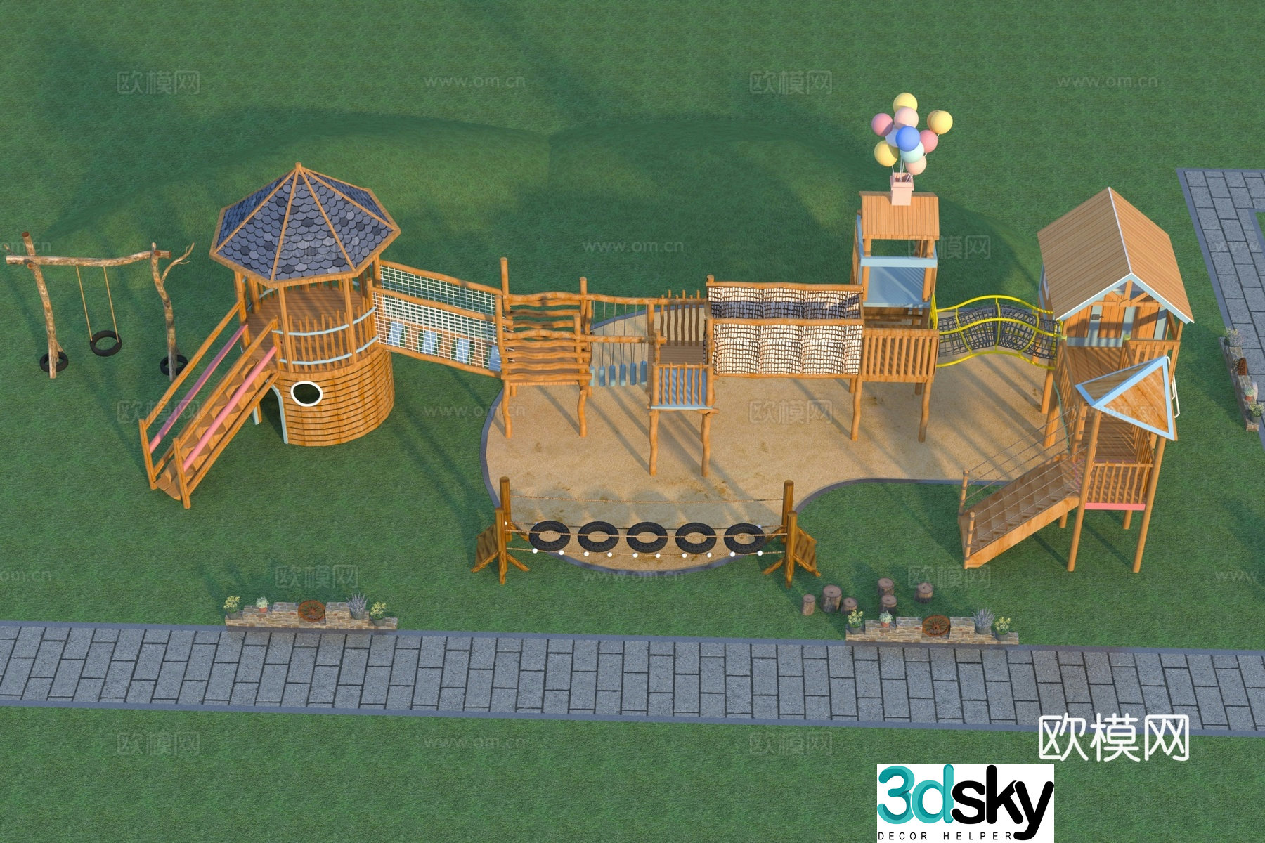 Modern children’s outdoor climbing platform 3d model