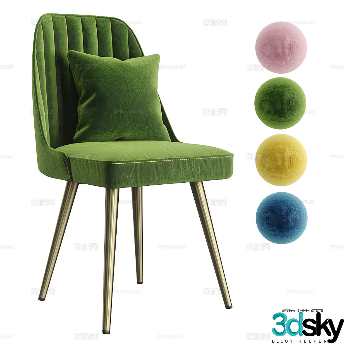 Modern light luxury dining chair 3d model