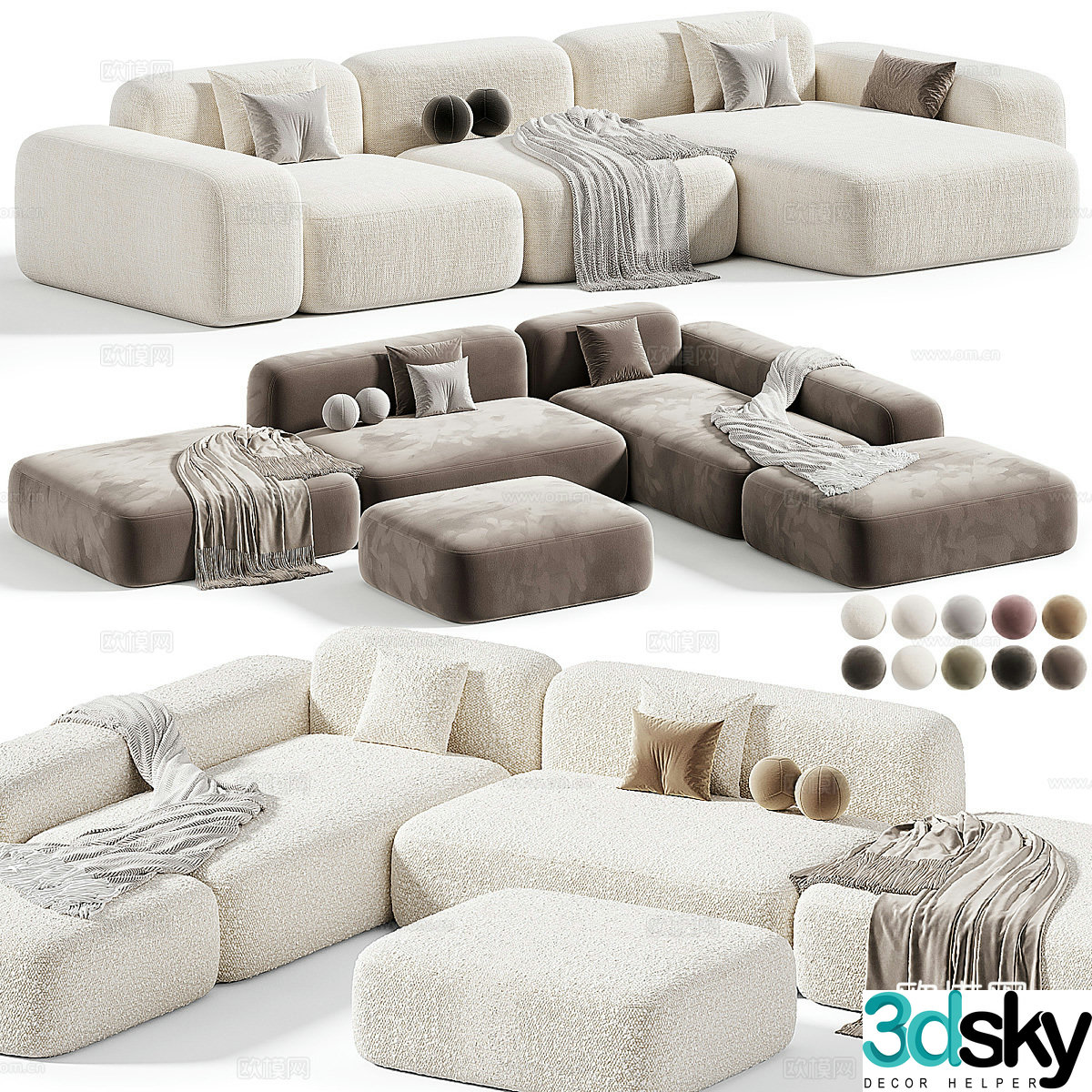 Modern Italian Dorvan Desiree Combination Sofa 3D Model