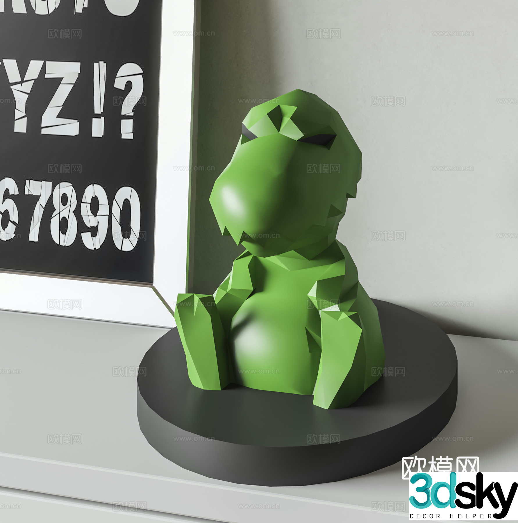 Modern geometric dinosaur floral 3d model