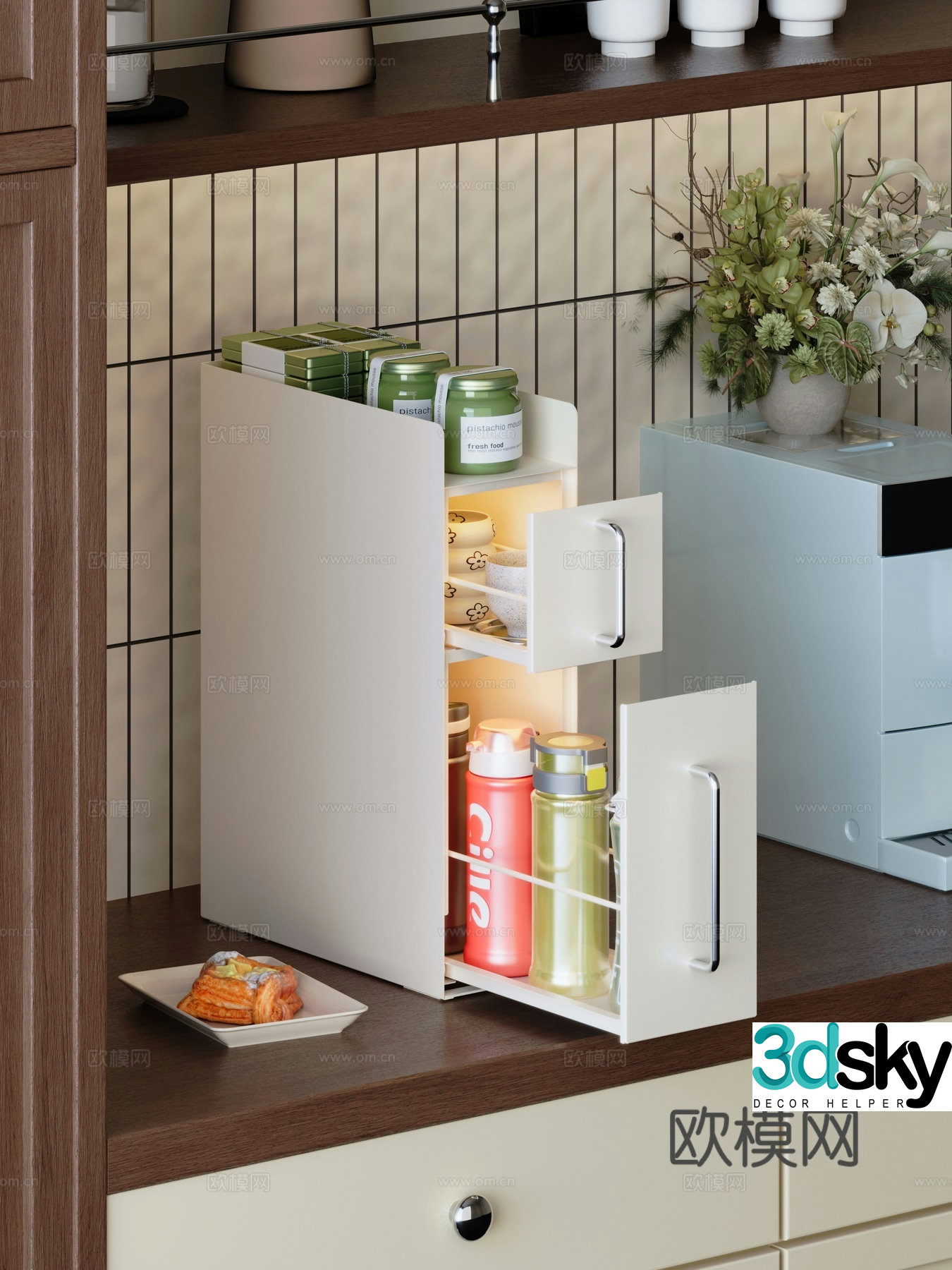 Water cup storage rack 3d model