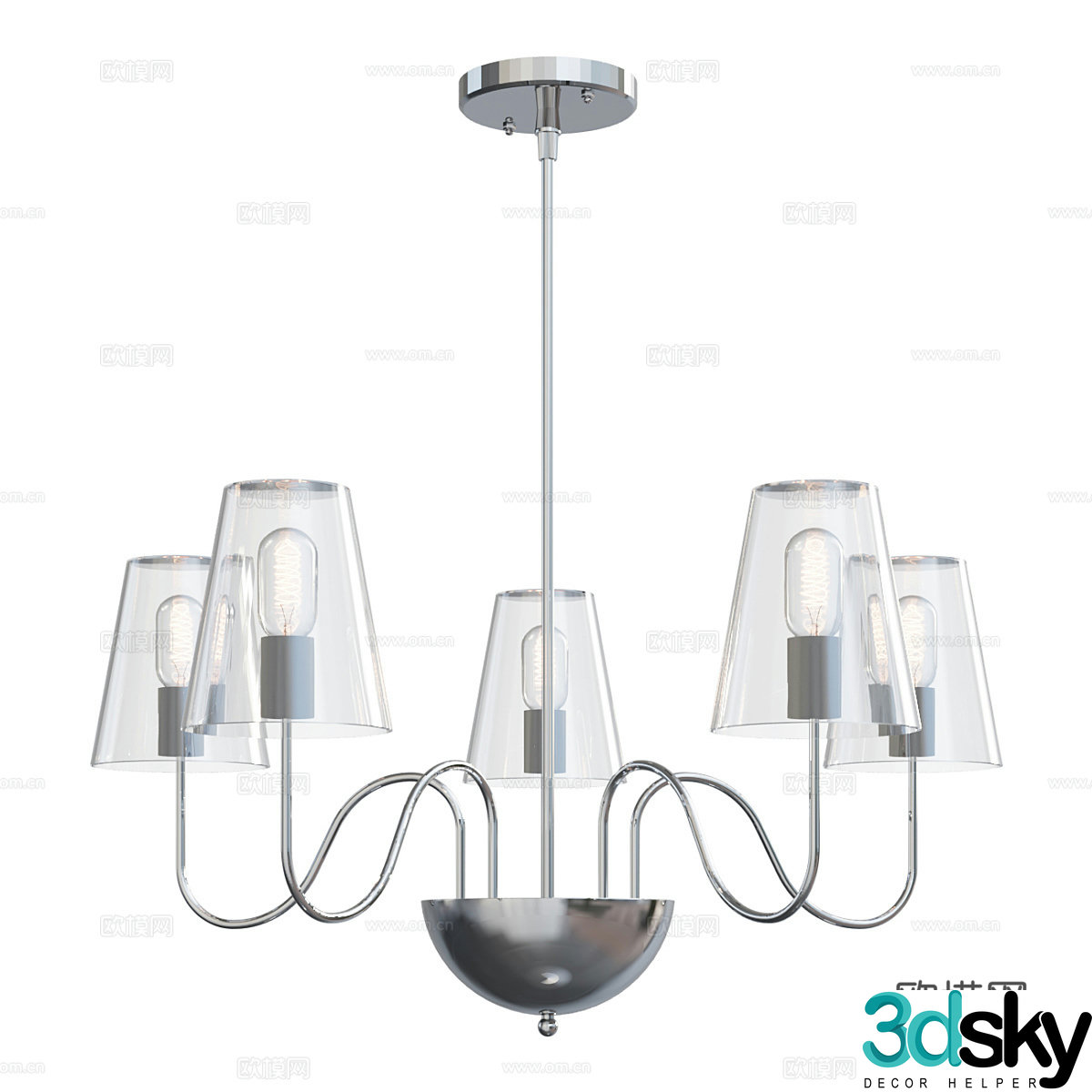 Modern light luxury decorative chandeliers 3d model