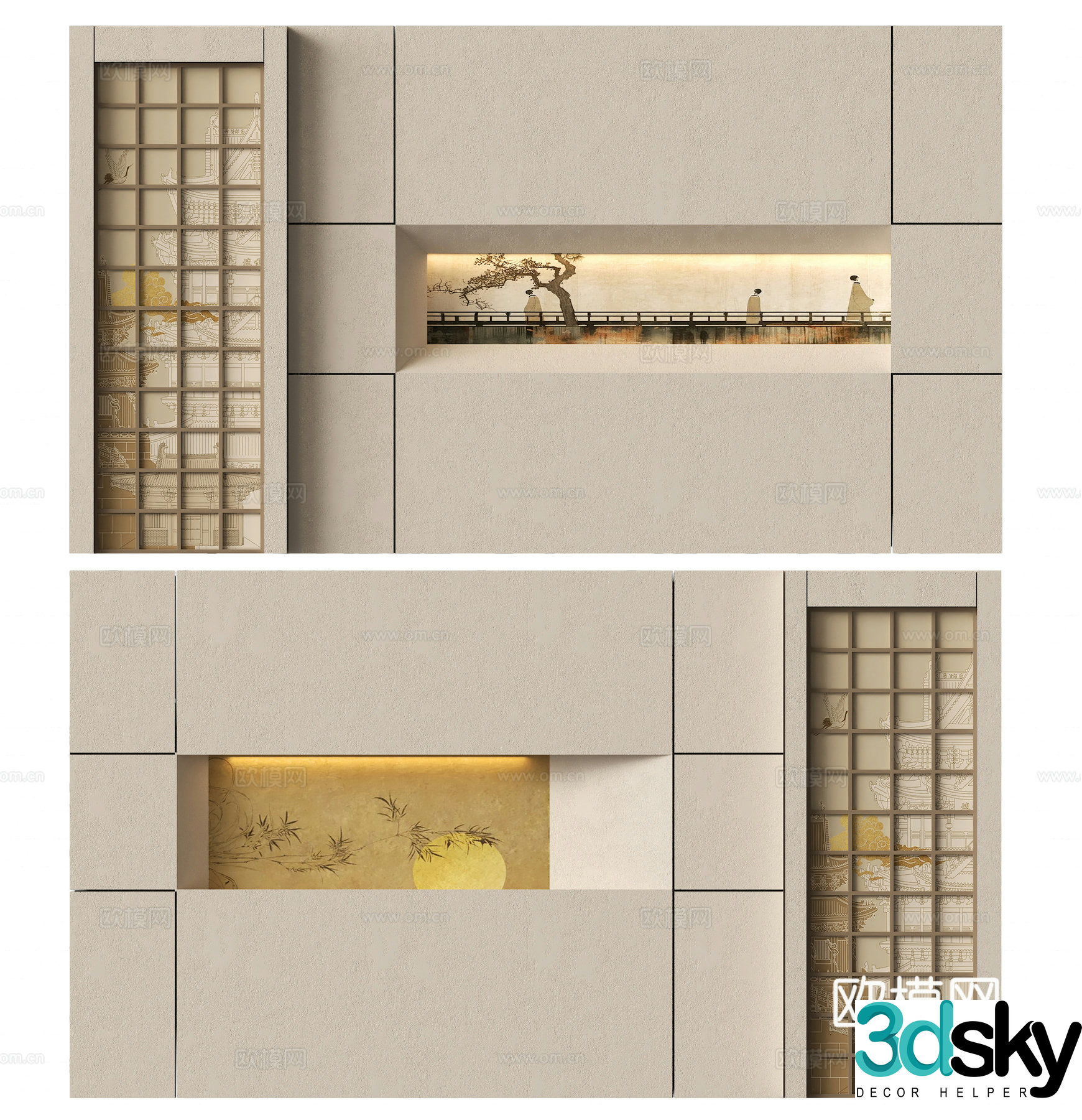 New Chinese style decorative entrance 3D model