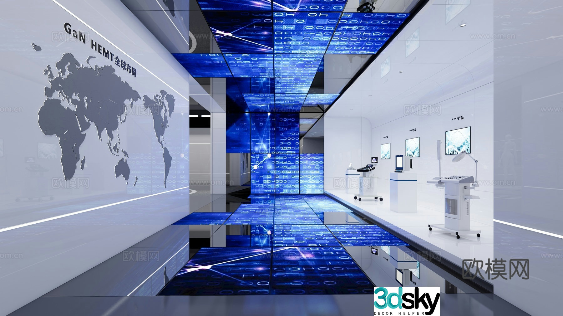 Modern tech exhibition hall 3d model