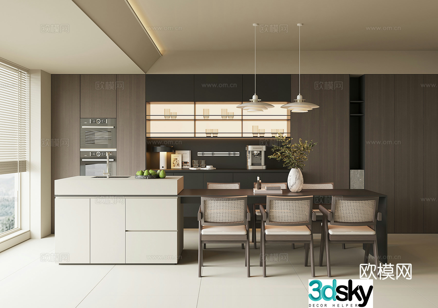 Modern island restaurant 3d model