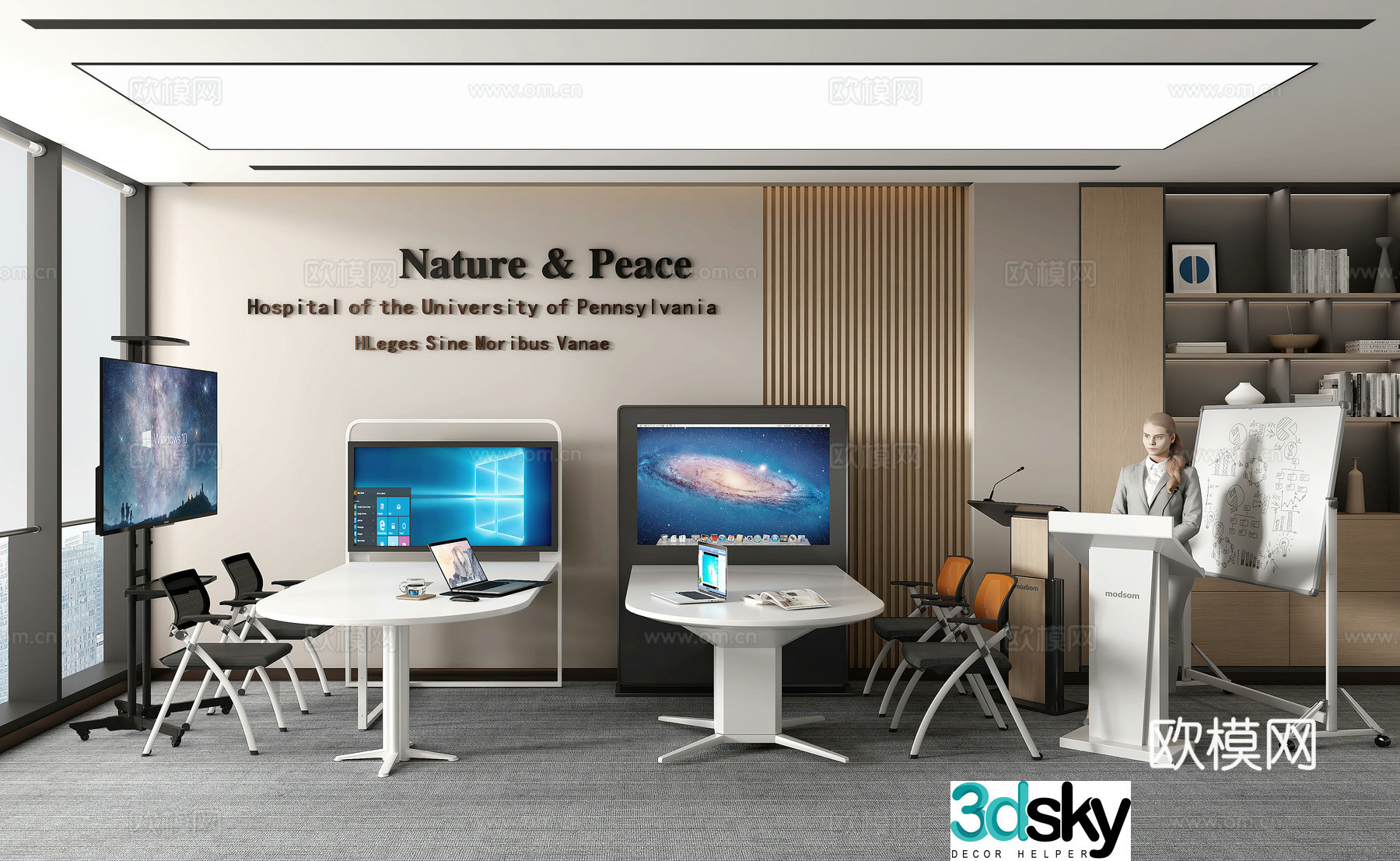 Video conference table and chair 3d model