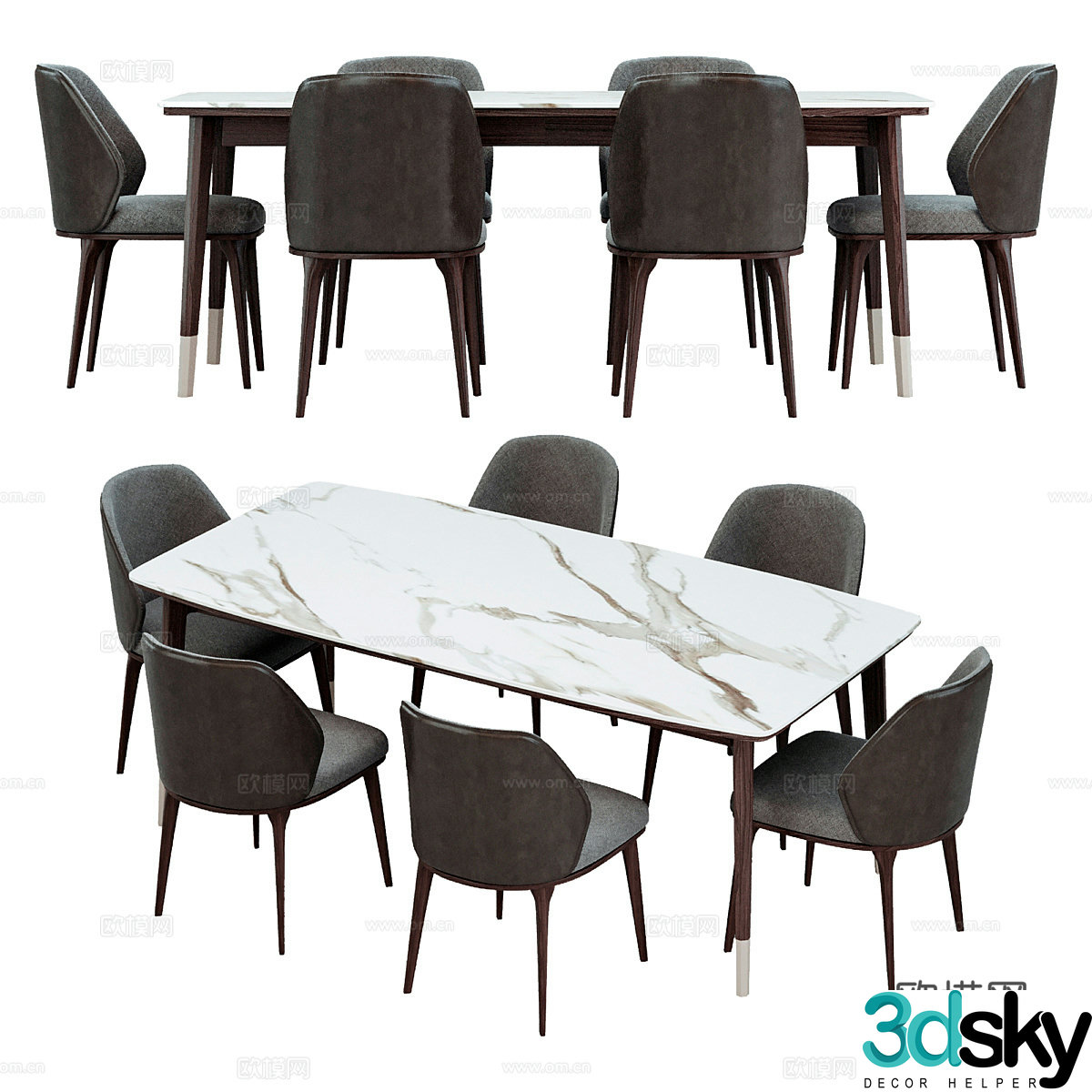 Modern Italian dining table and chair 3d model