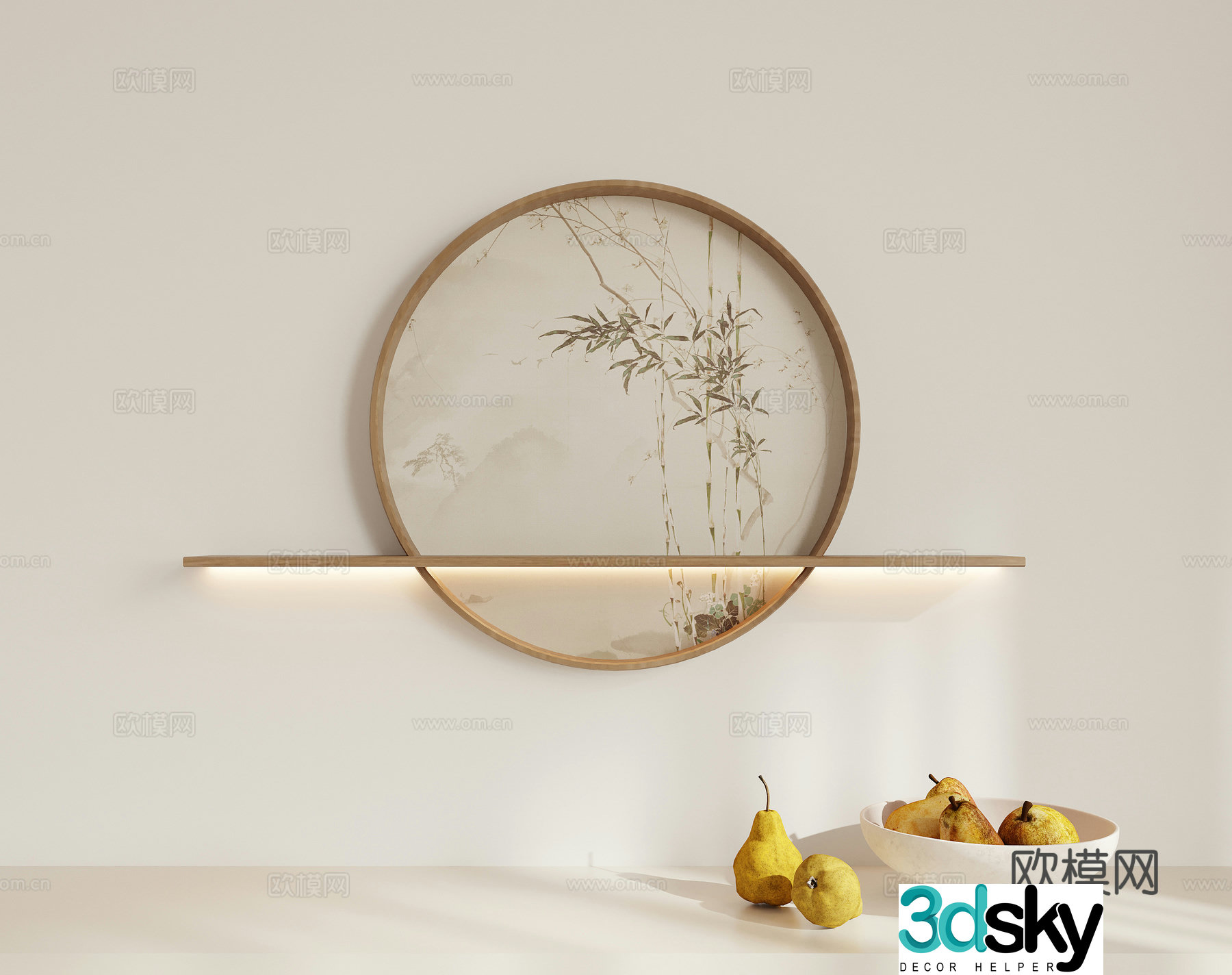 New Chinese Zen Wall Decoration 3D Model