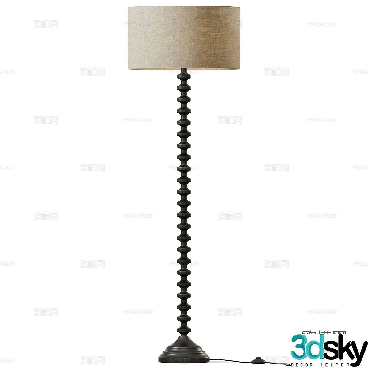 New Chinese Wasabi Bobbin Base Floor Lamp 3D Model