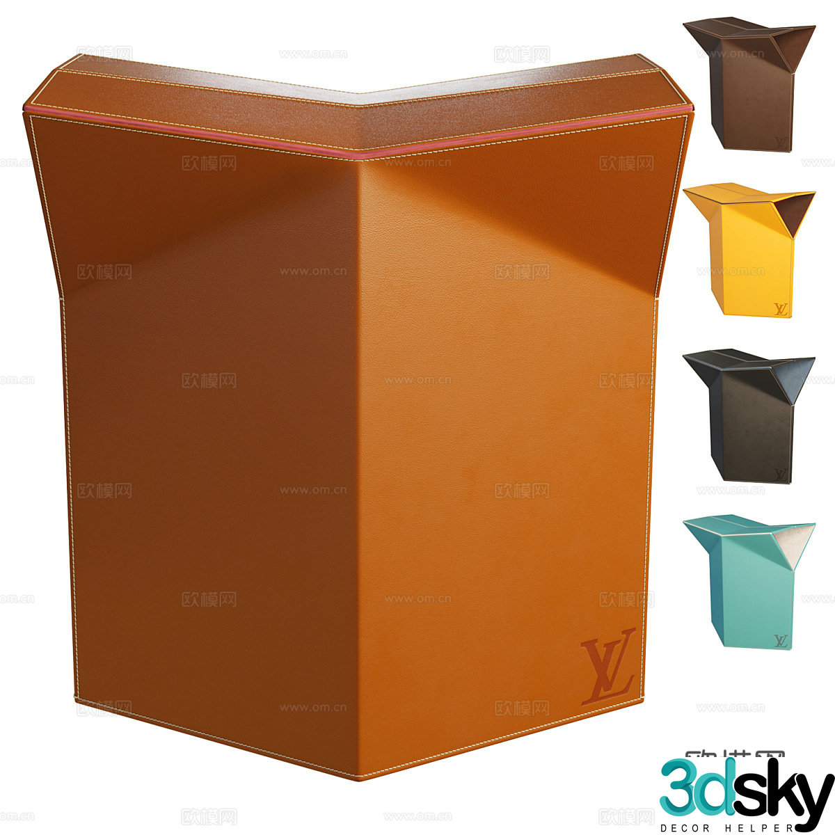 Modern Italian light luxury Louis Vuitton ASTOOL makeup stool 3D model
