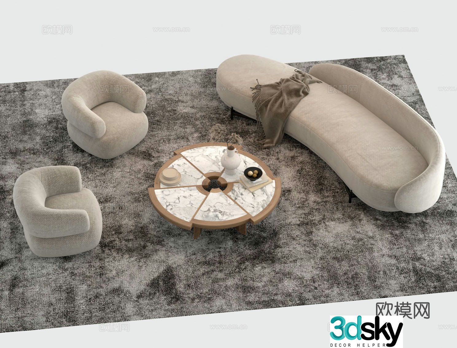 Sofa casual sofa coffee table 3d model