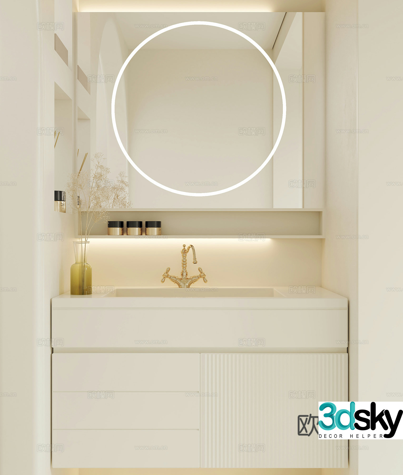 Creamy air bathroom cabinet 3d model