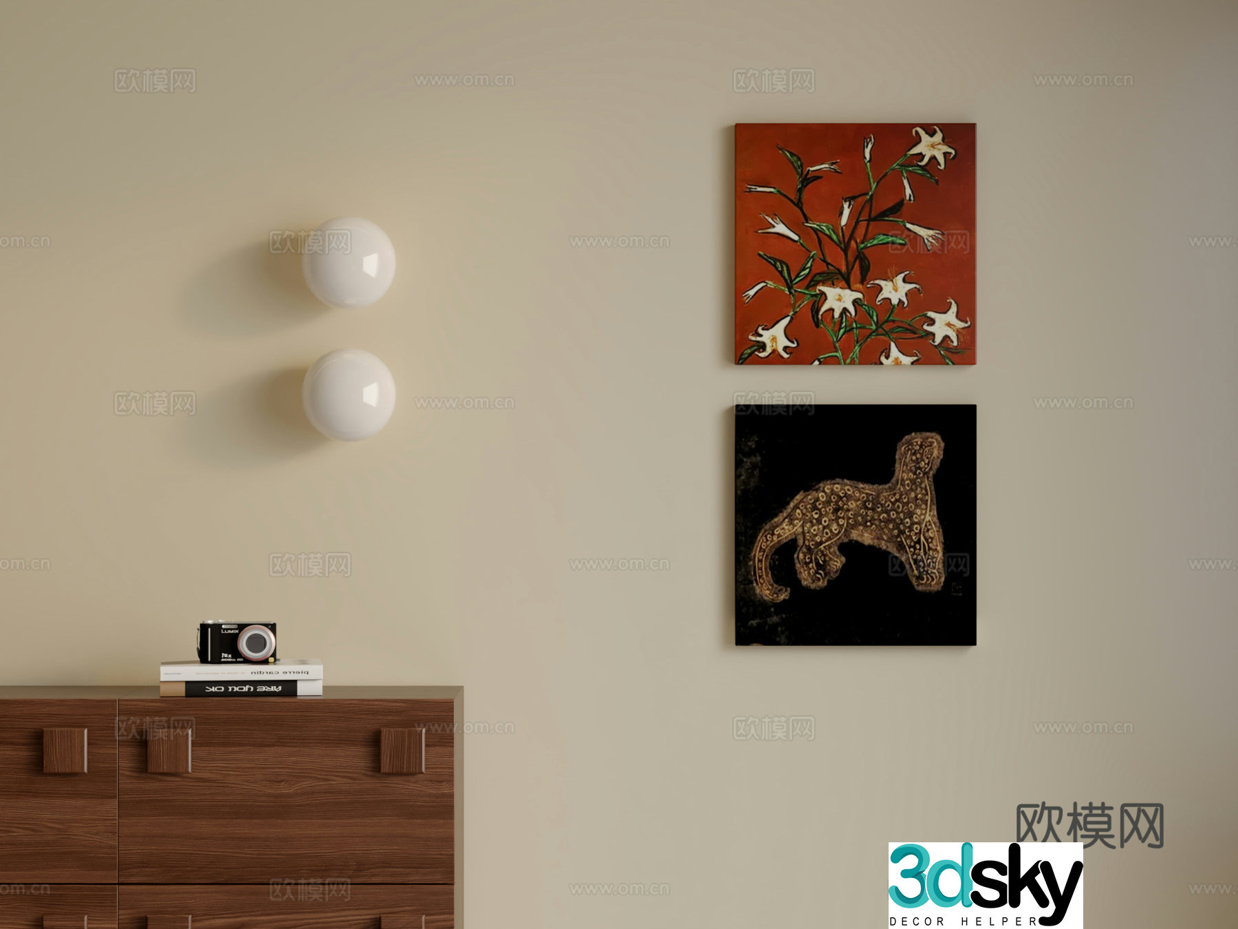 3D model of medieval style hanging painting combination