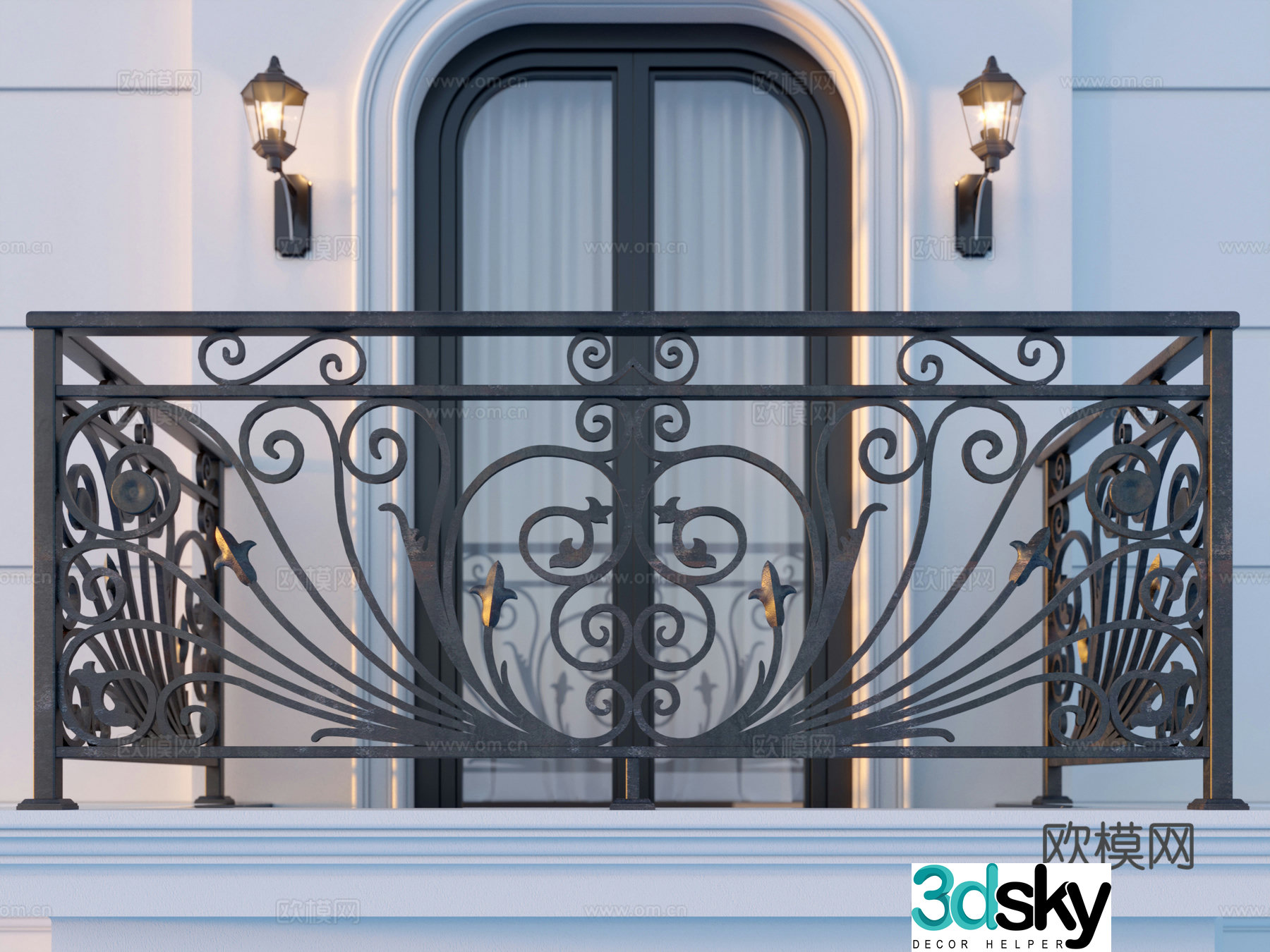 Wrought iron railing 3d model