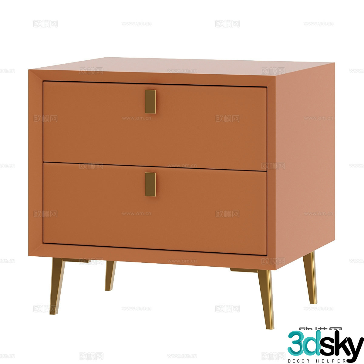Modern Italian light luxury bedside table 3D model
