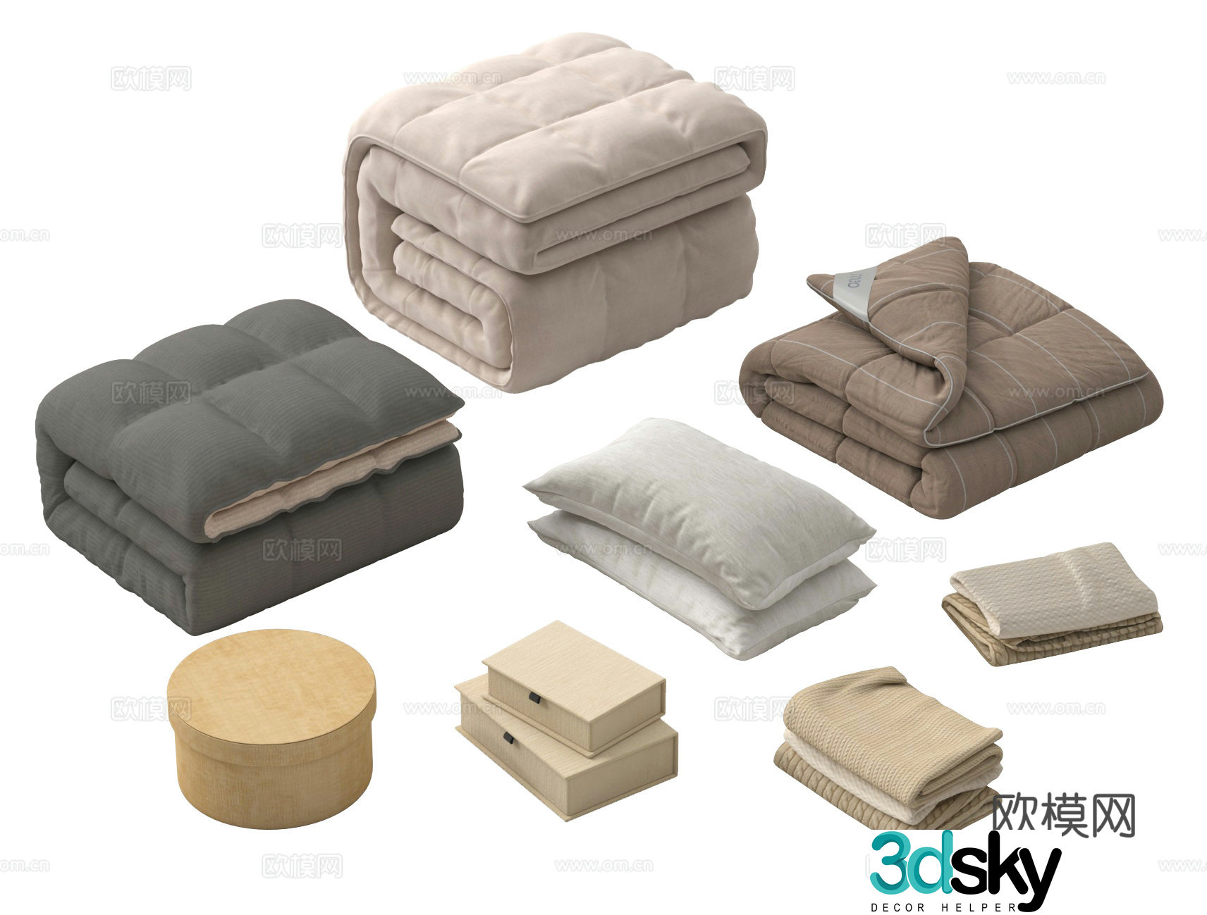 Bedding quilt pillow bed sheet 3d model
