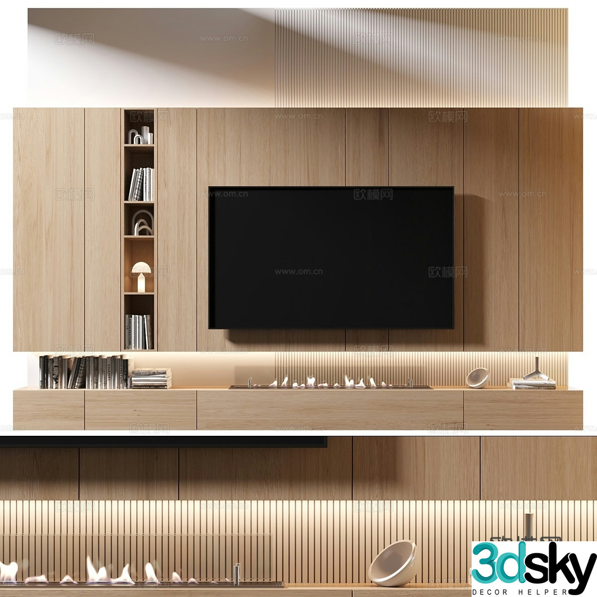 Modern minimalist TV background wall 3d model