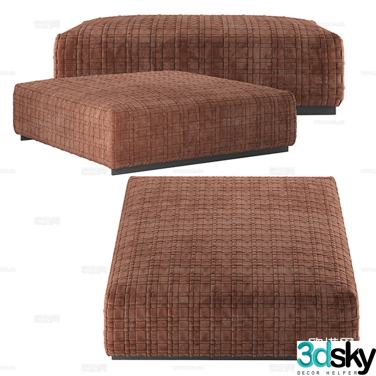 Modern fabric sofa stool pedal 3D model