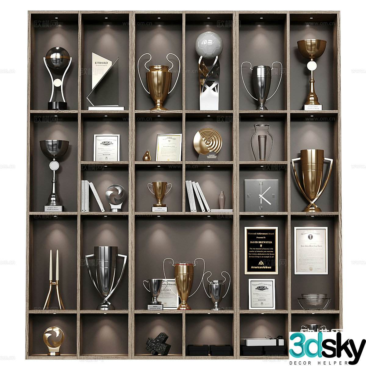 Modern trophy medal display cabinet 3d model