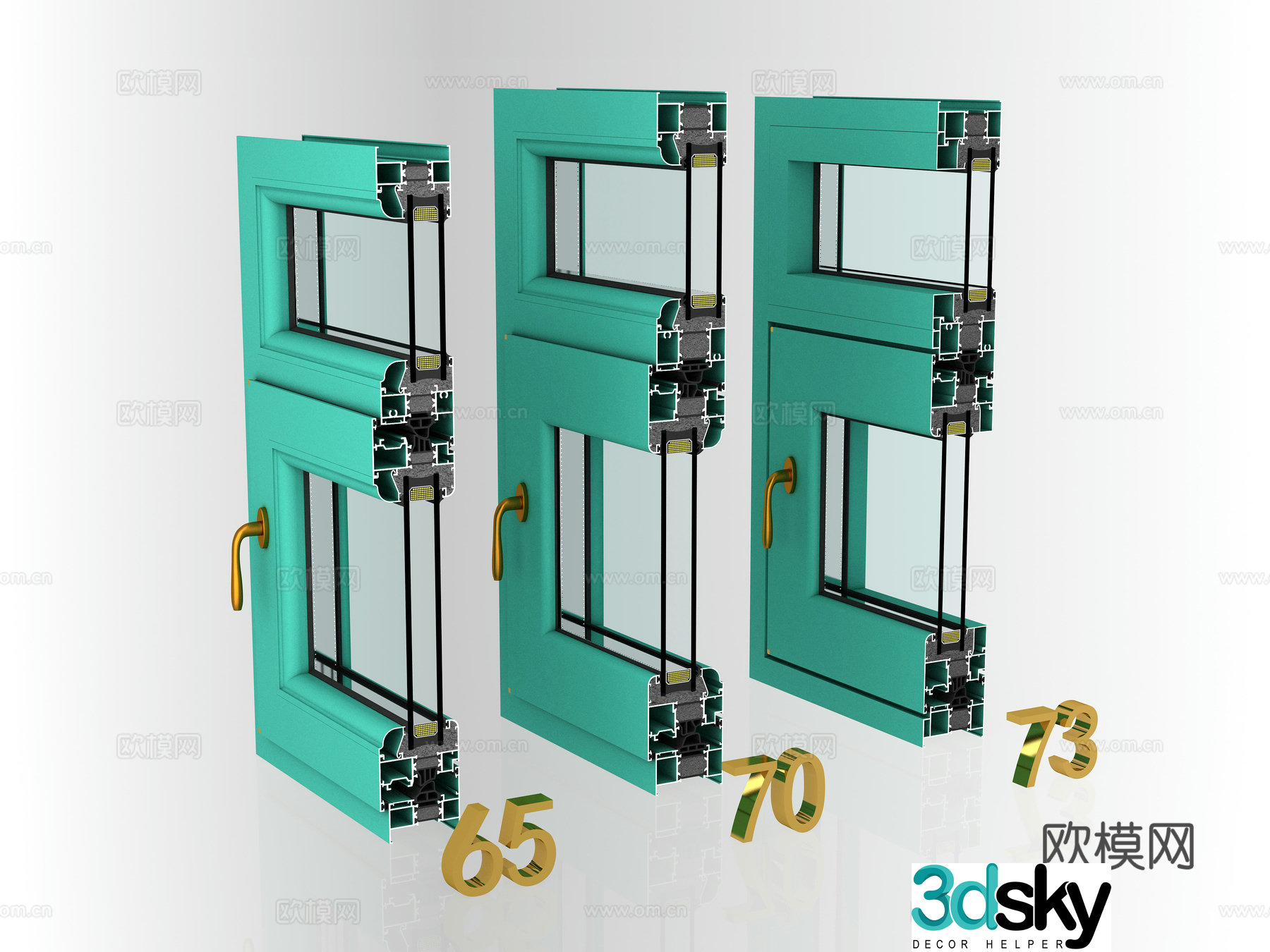 Window pattern angle window group angle window section broken bridge aluminum window 3D model