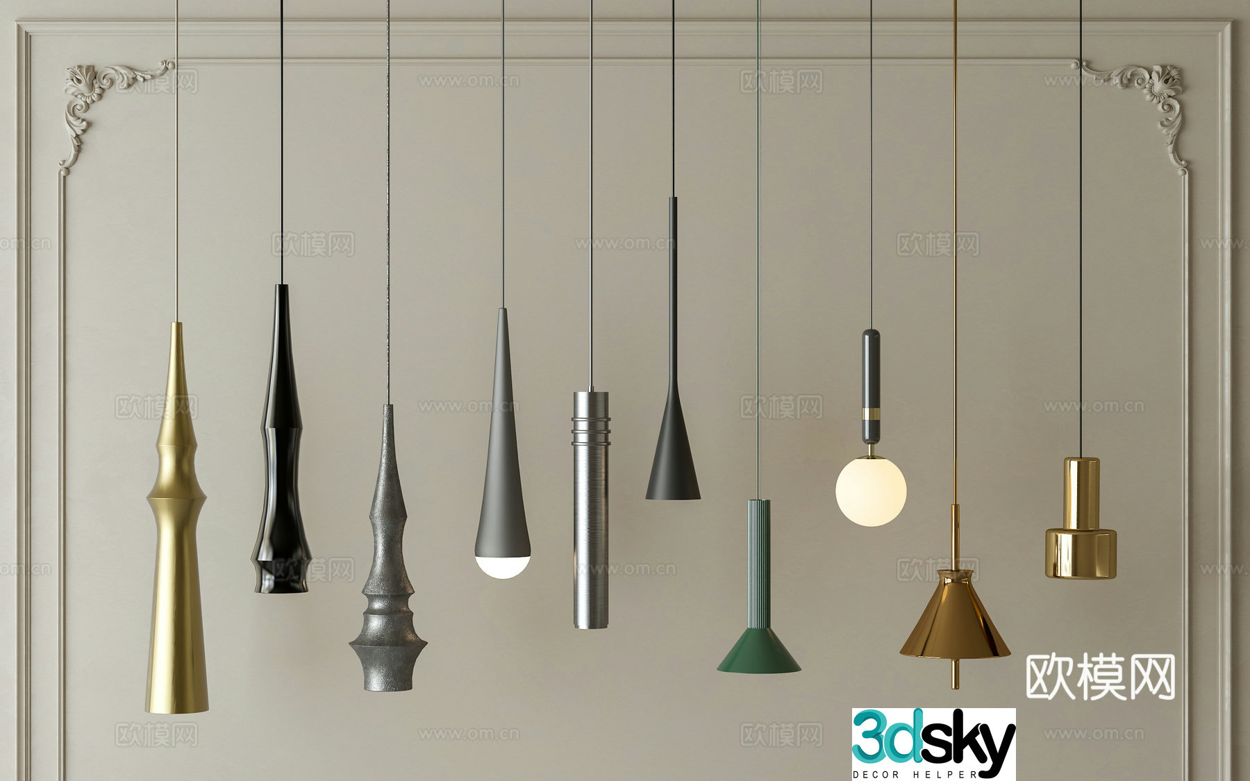 Modern simple chandelier Metal chandelier Small chandelier 3d model