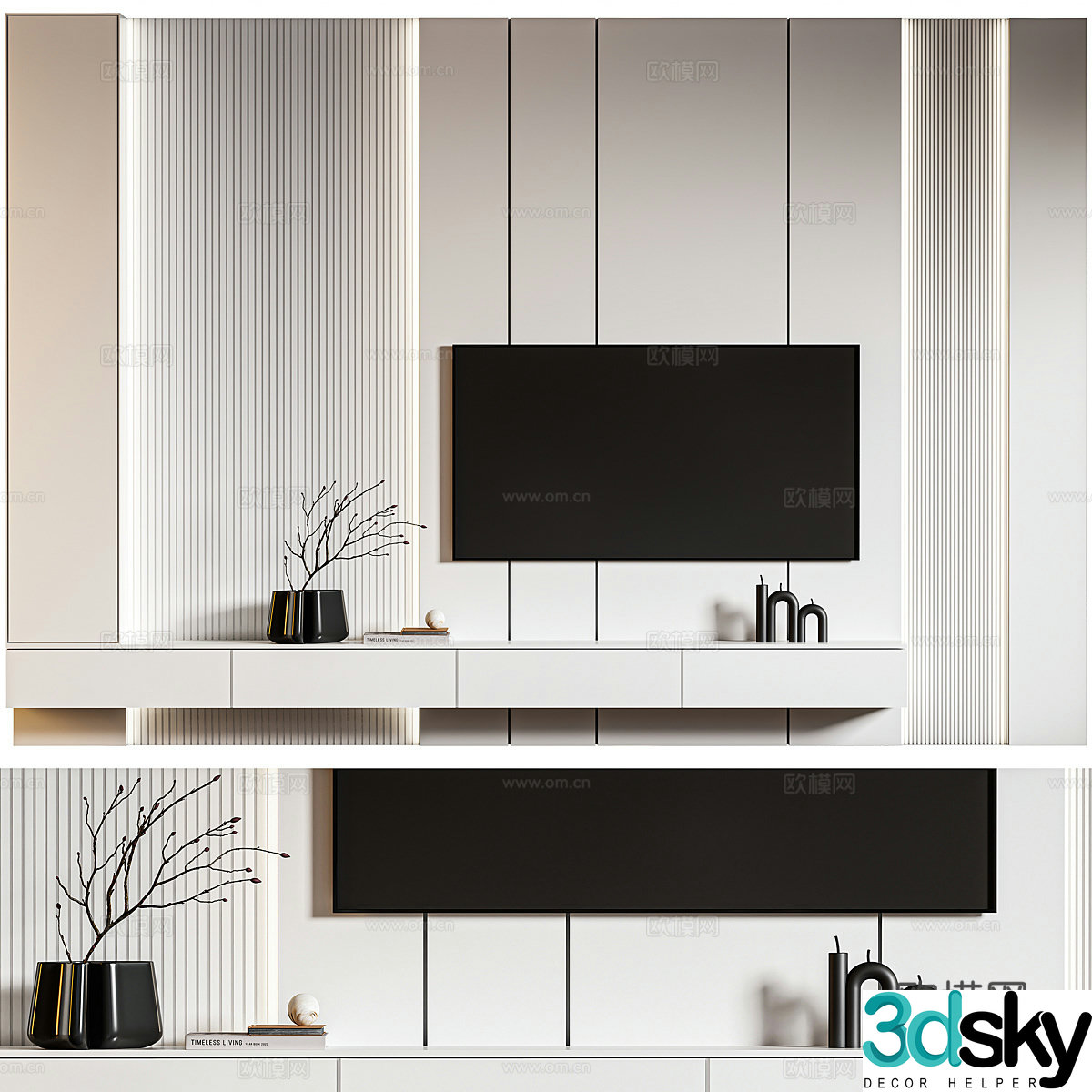 Modern TV background wall 3d model