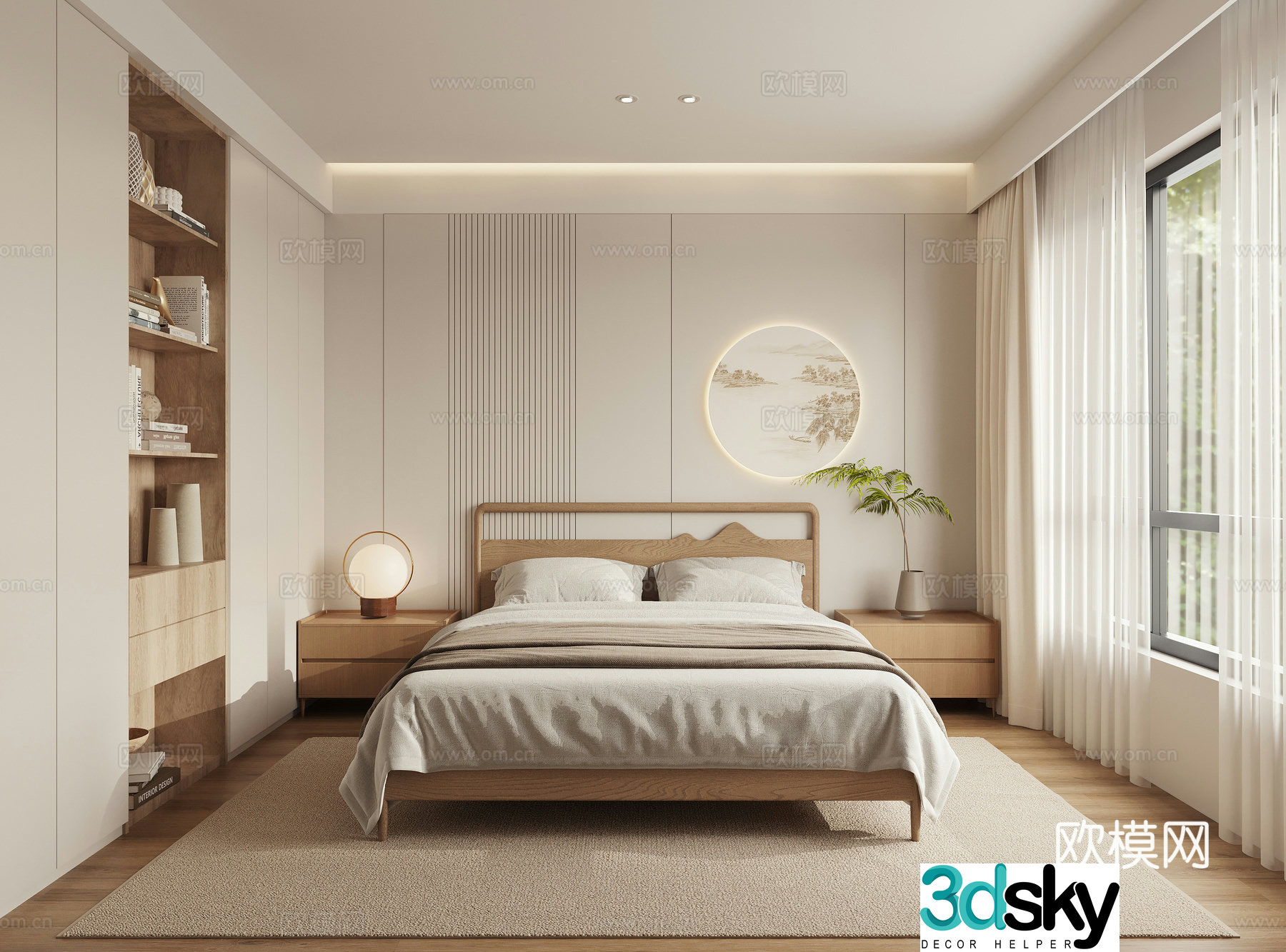 New Chinese Zen bedroom 3D model