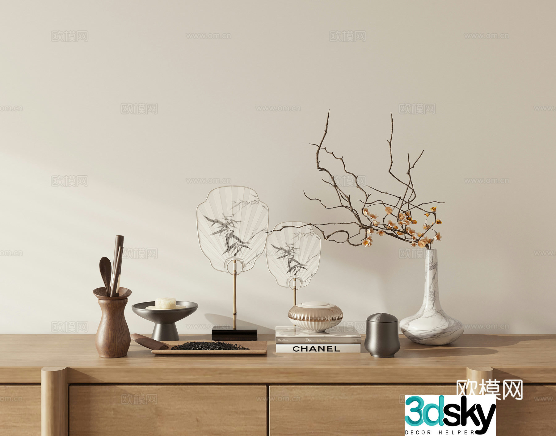 New Chinese style combination ornament 3D model