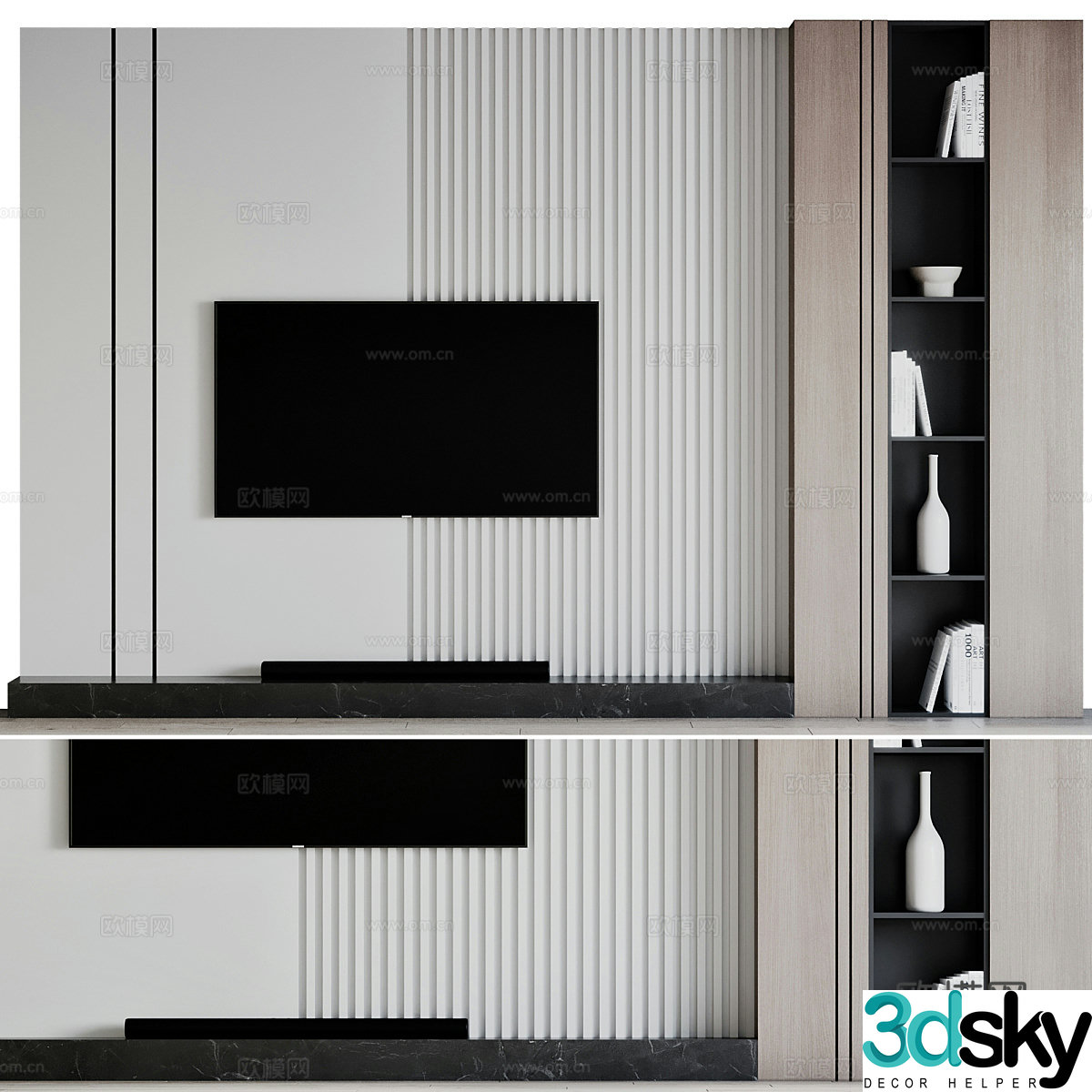 Modern minimalist TV background wall 3d model