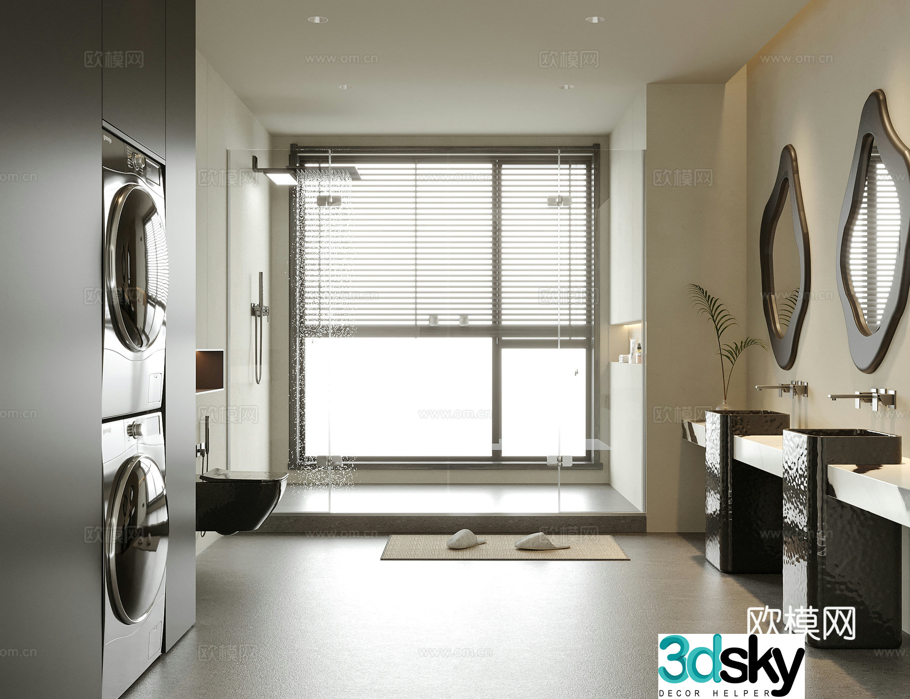 Modern villa bathroom hotel bathroom B&B bathroom 3D model