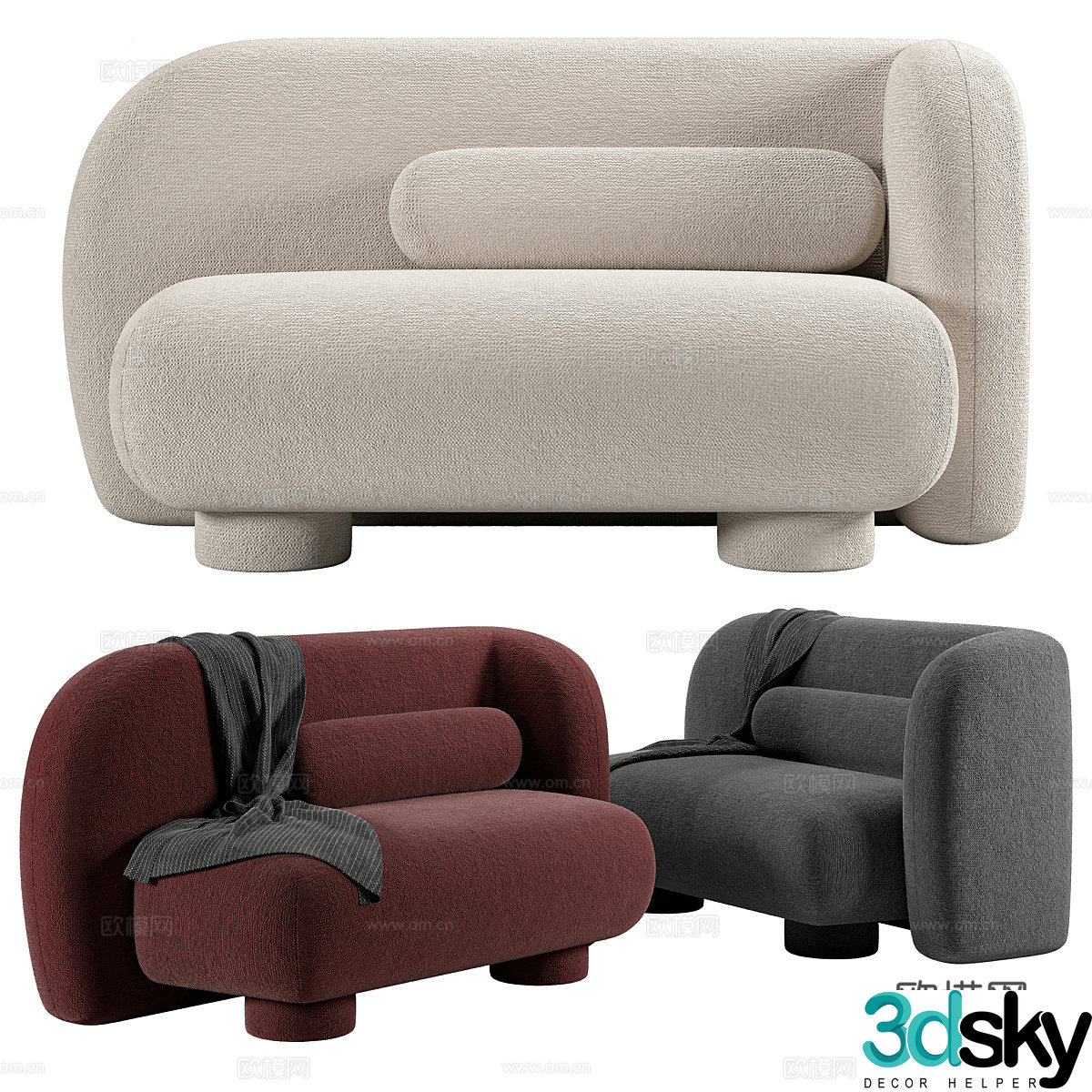 Sofa coffee table combination 3D model
