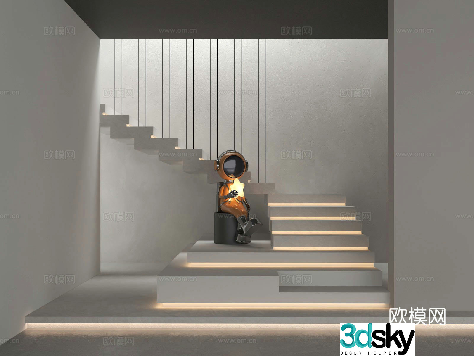 Wasabi Middle Ages stairs micro cement doll 3D model